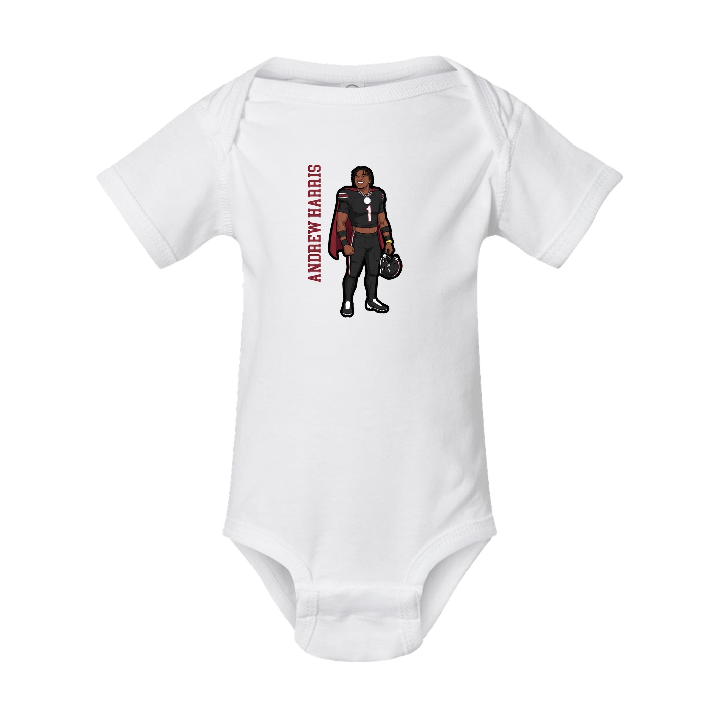 Baby Onesie — Name Vertical in White