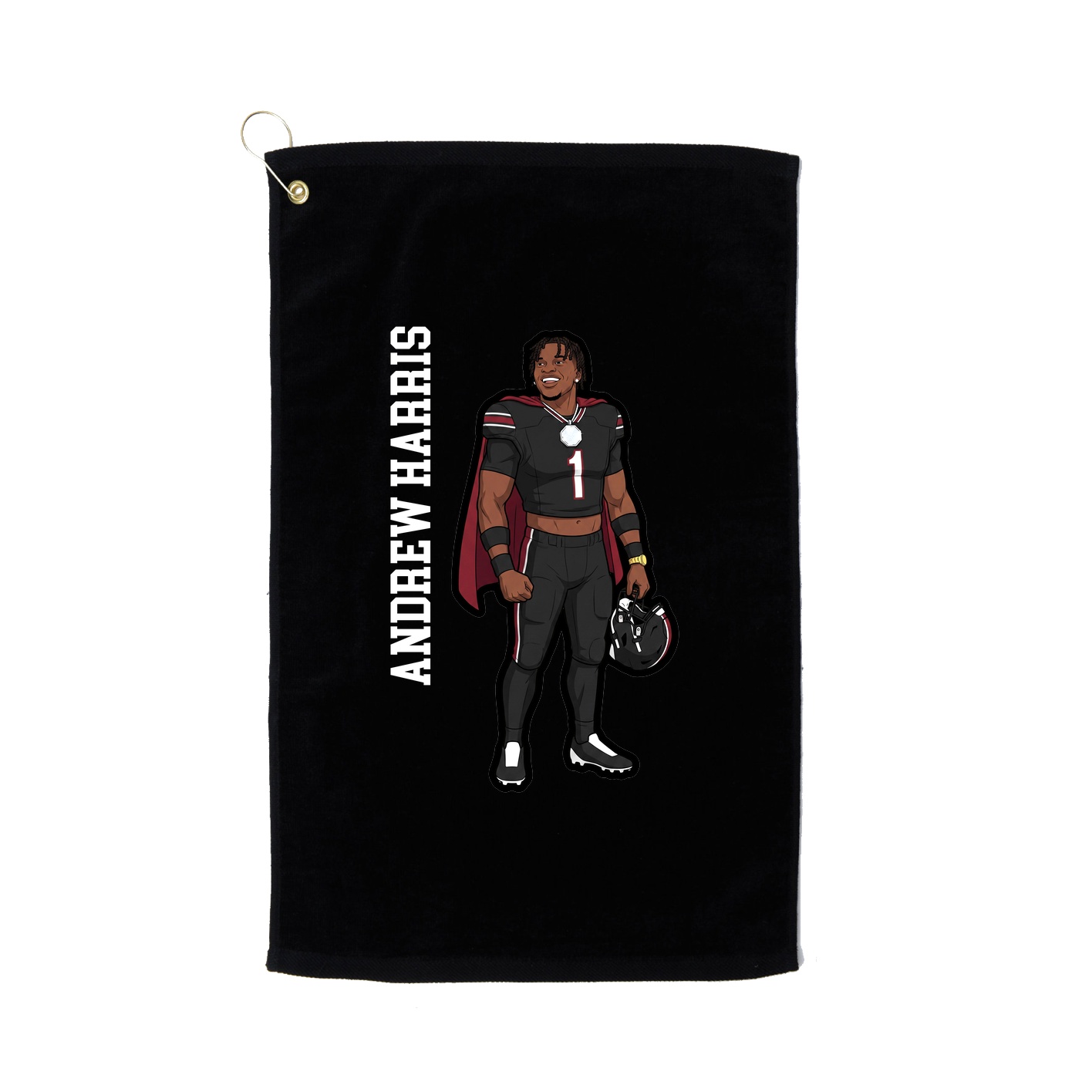 Golf Towel — Name Vertical in Black