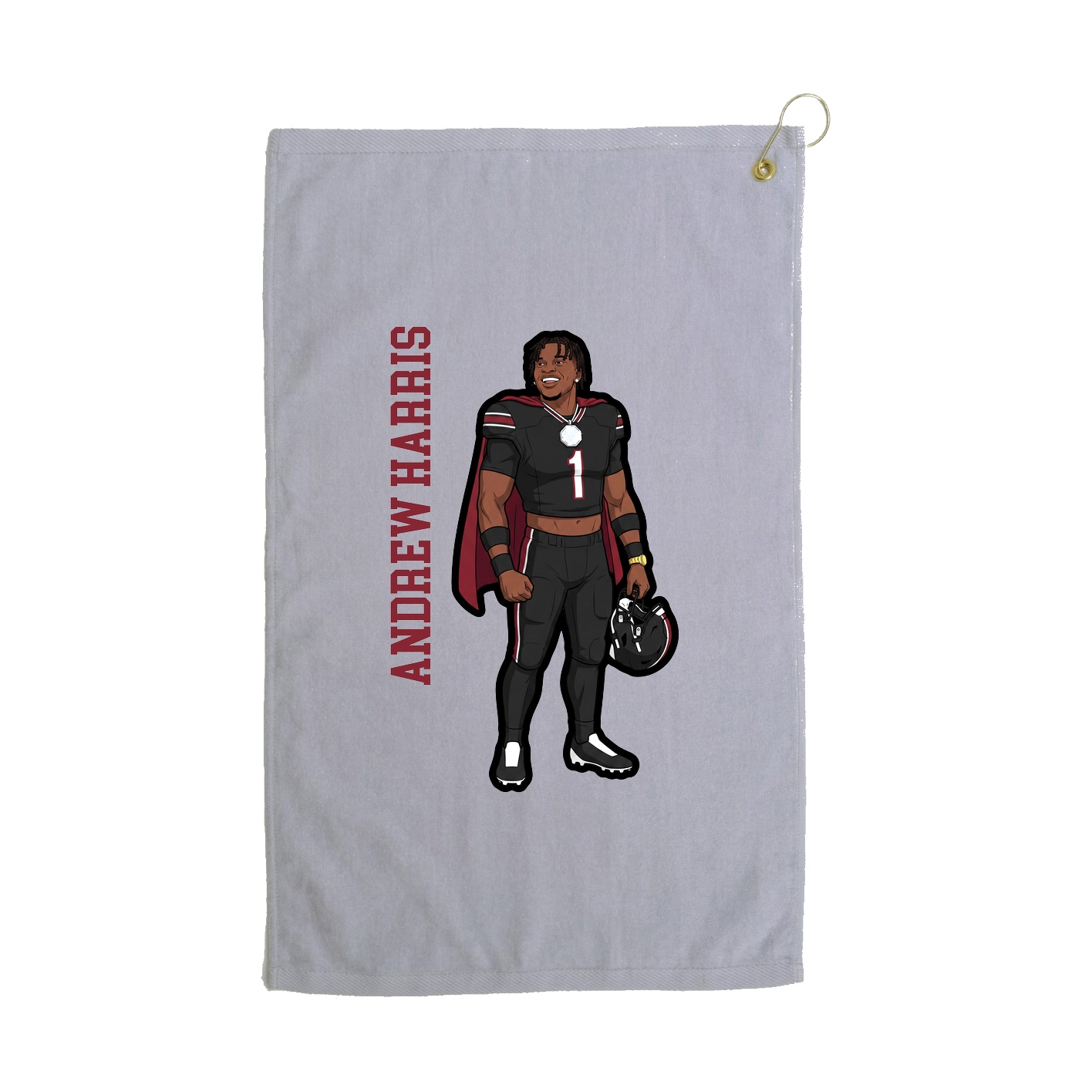 Golf Towel — Name Vertical in Grey