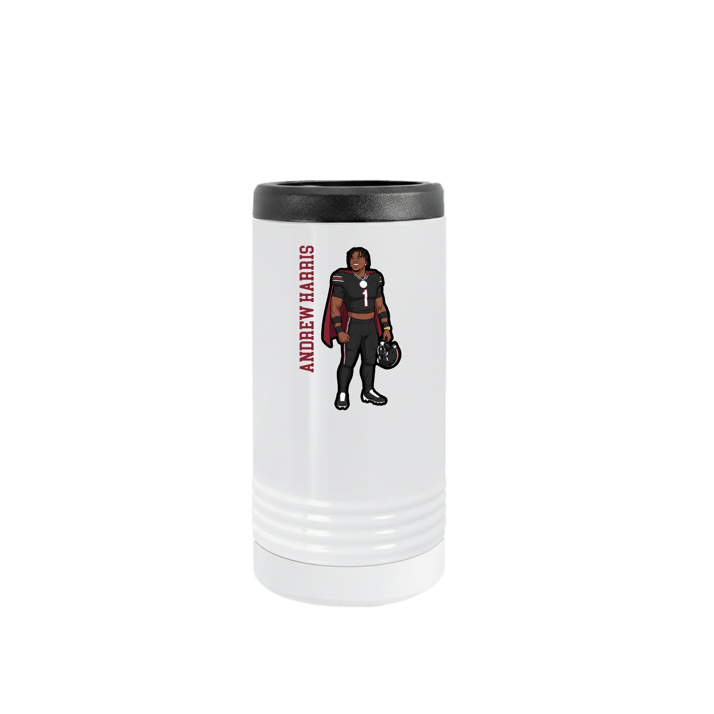 Slim Beverage Holder — Name Vertical in White