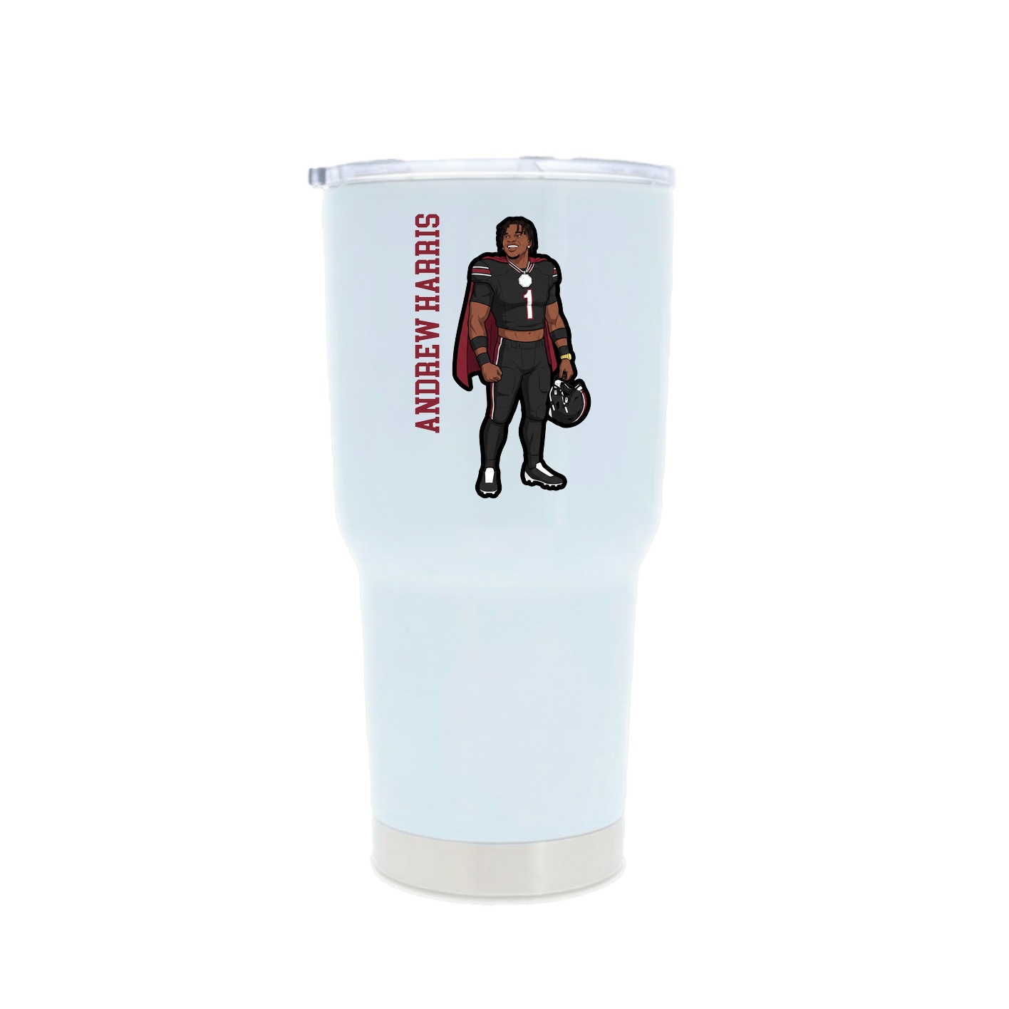 30oz Stainless Steel Tumbler — Name Vertical in White