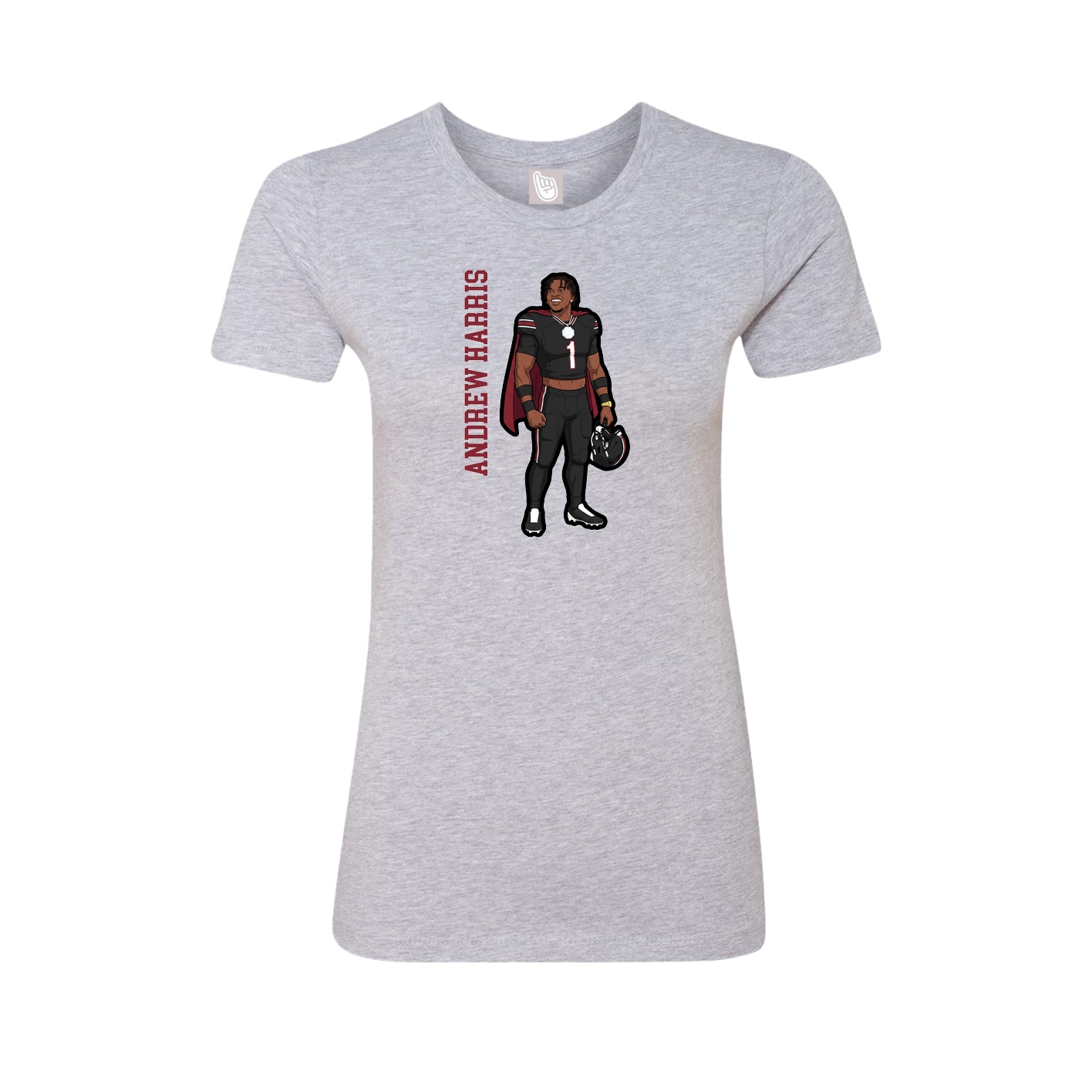 Womens Tee — Name Vertical in Grey