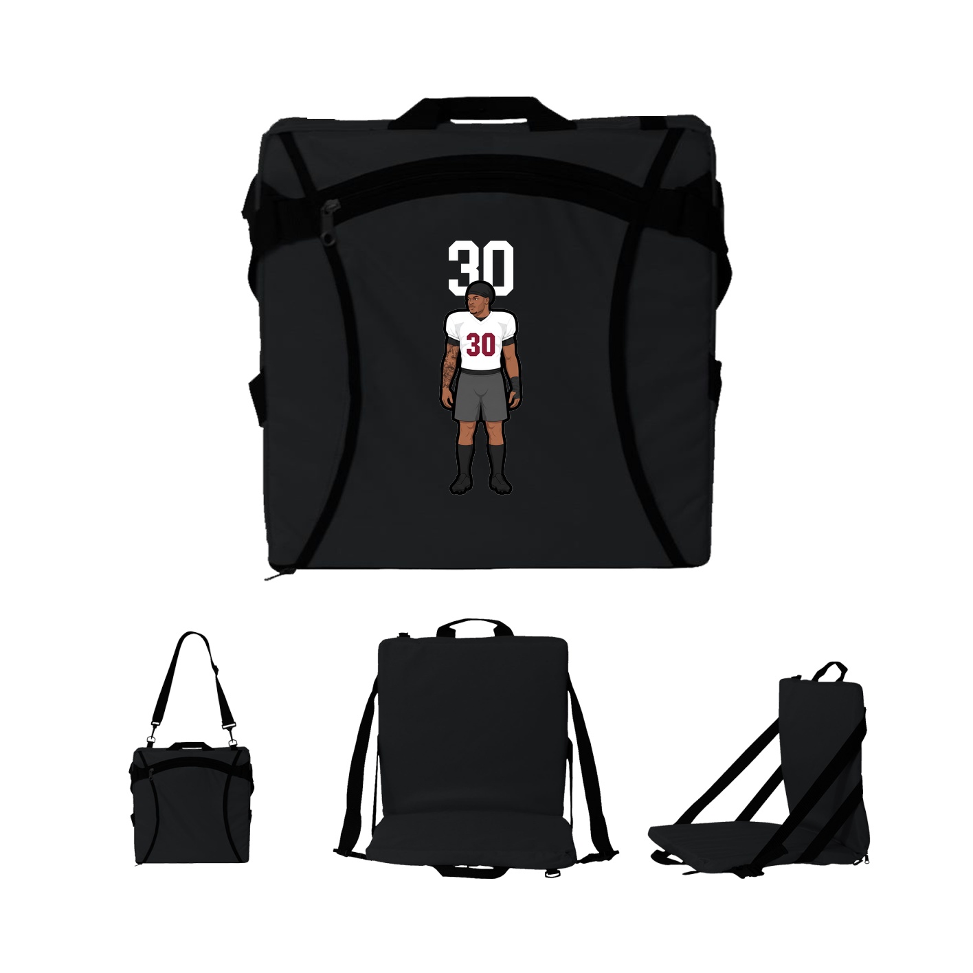 Folding Stadium Seat — Number Top in Black