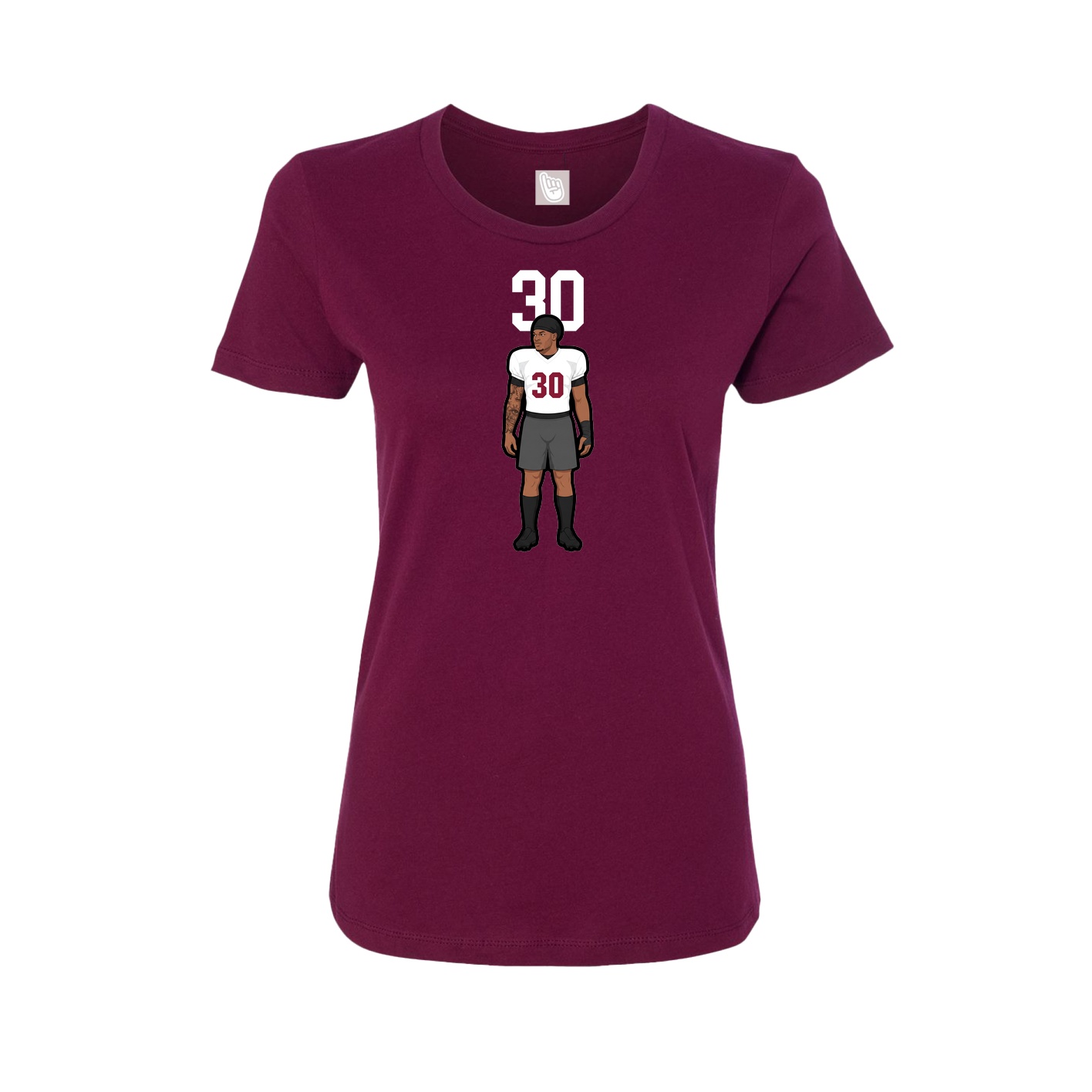 Fitted Women's Tee — Number Top in Maroon