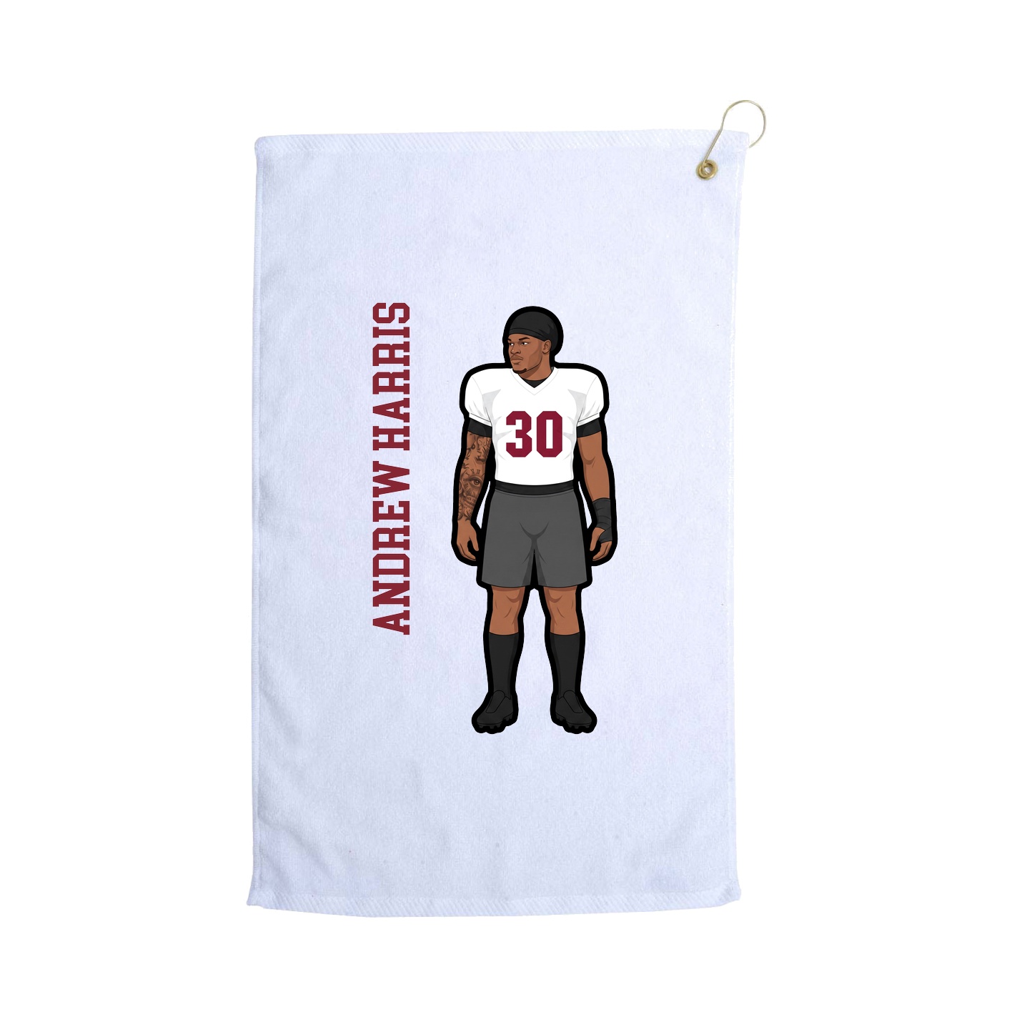 Golf Towel — Name Vertical in White