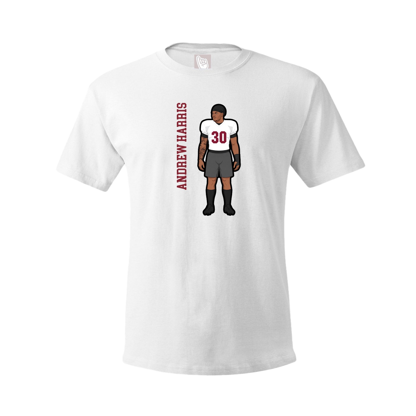 Tee — Name Vertical in White