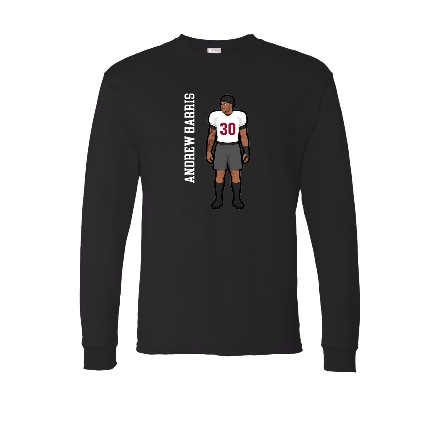 Long Sleeve Tee — Name Vertical in Black
