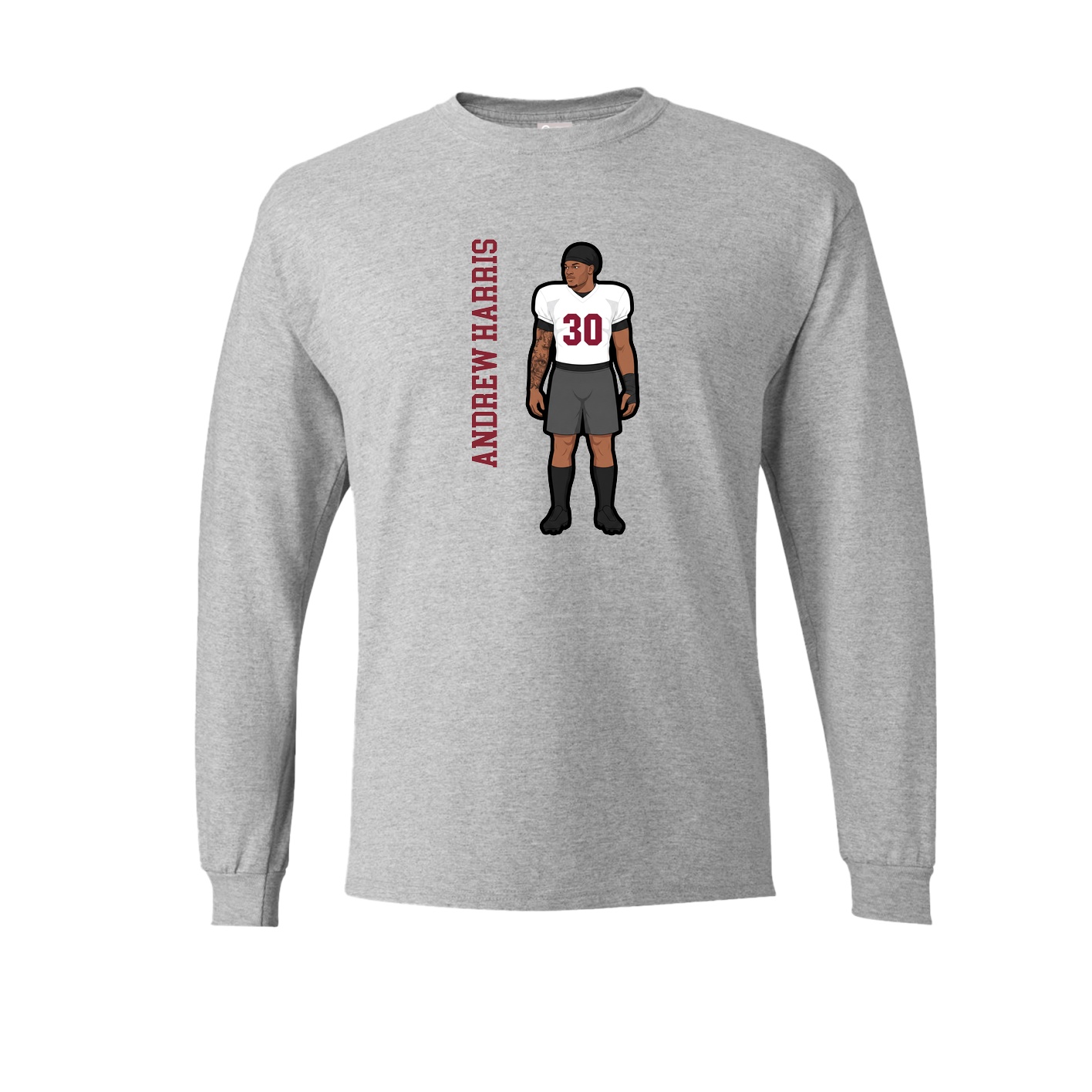 Long Sleeve Tee — Name Vertical in Grey