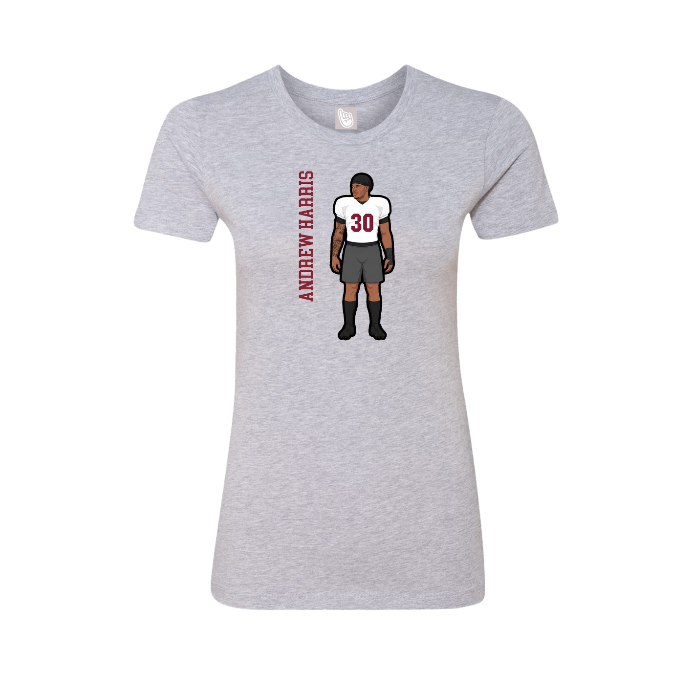 Womens Tee — Name Vertical in Grey