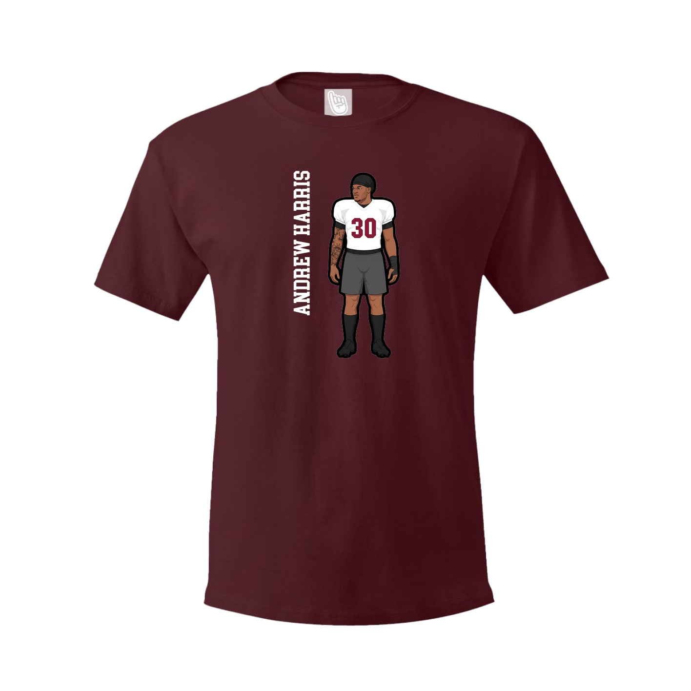 Youth Tee — Name Vertical in Maroon