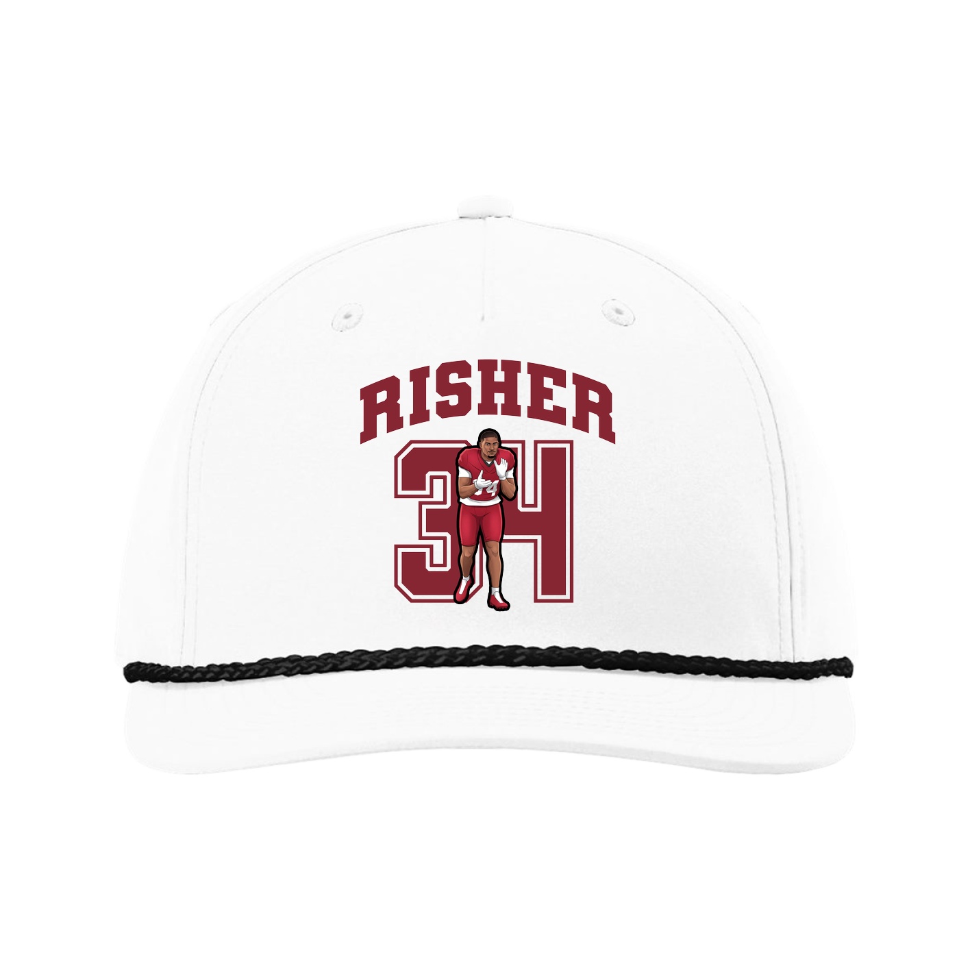 Five-Panel Classic Rope Cap — Number in White