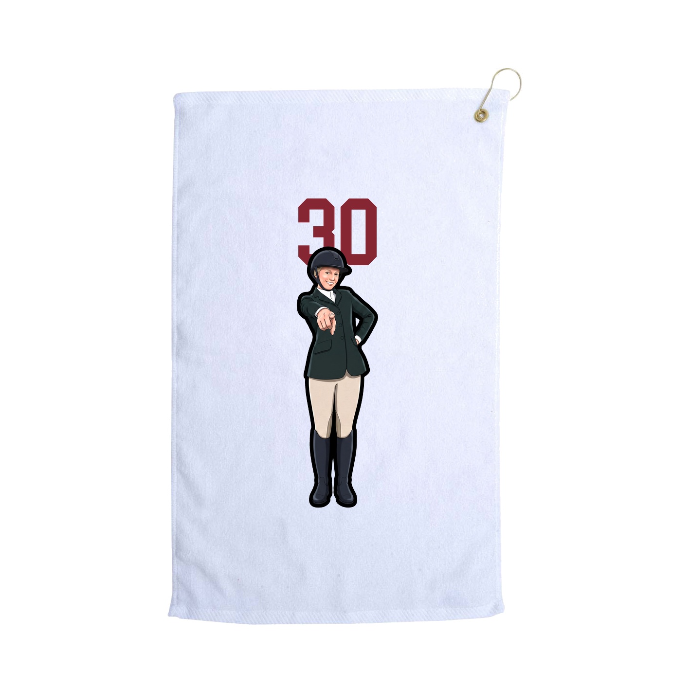 Golf Towel — Number Top in White