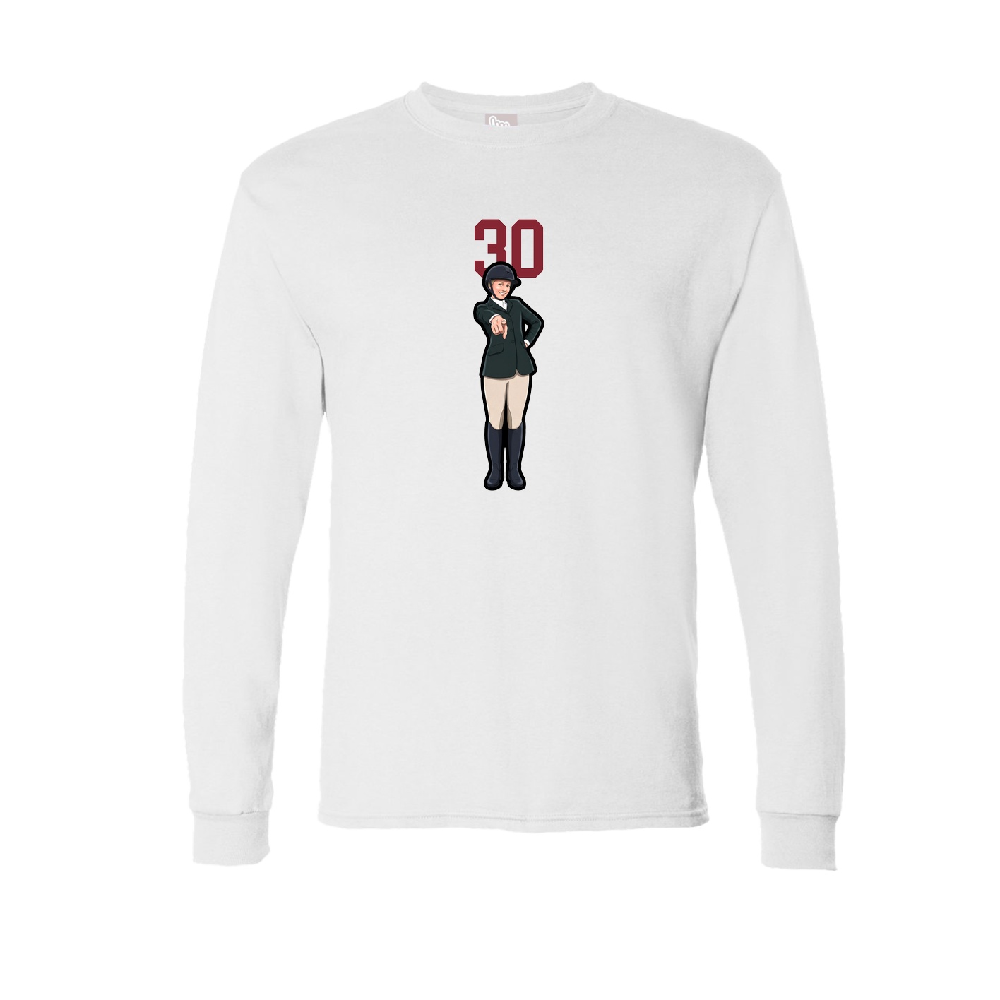 Long Sleeve Tee — Number Top in White