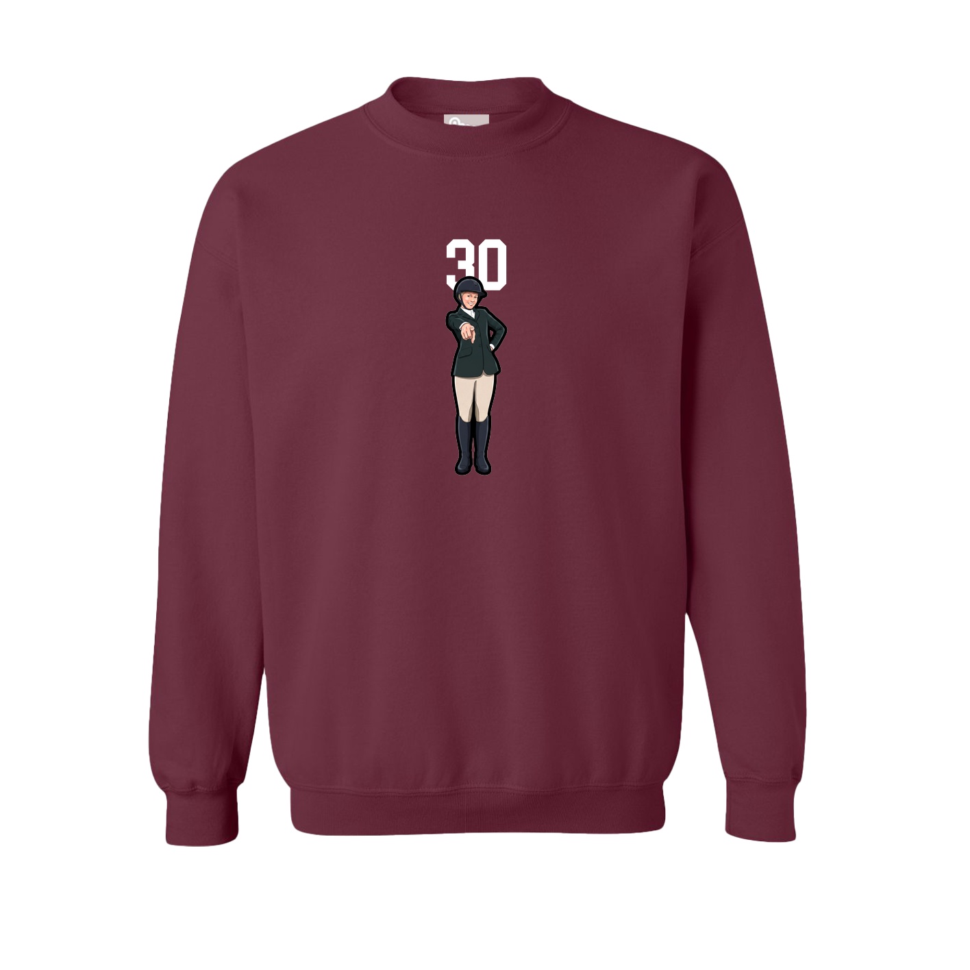 Fleece Crew — Number Top in Maroon