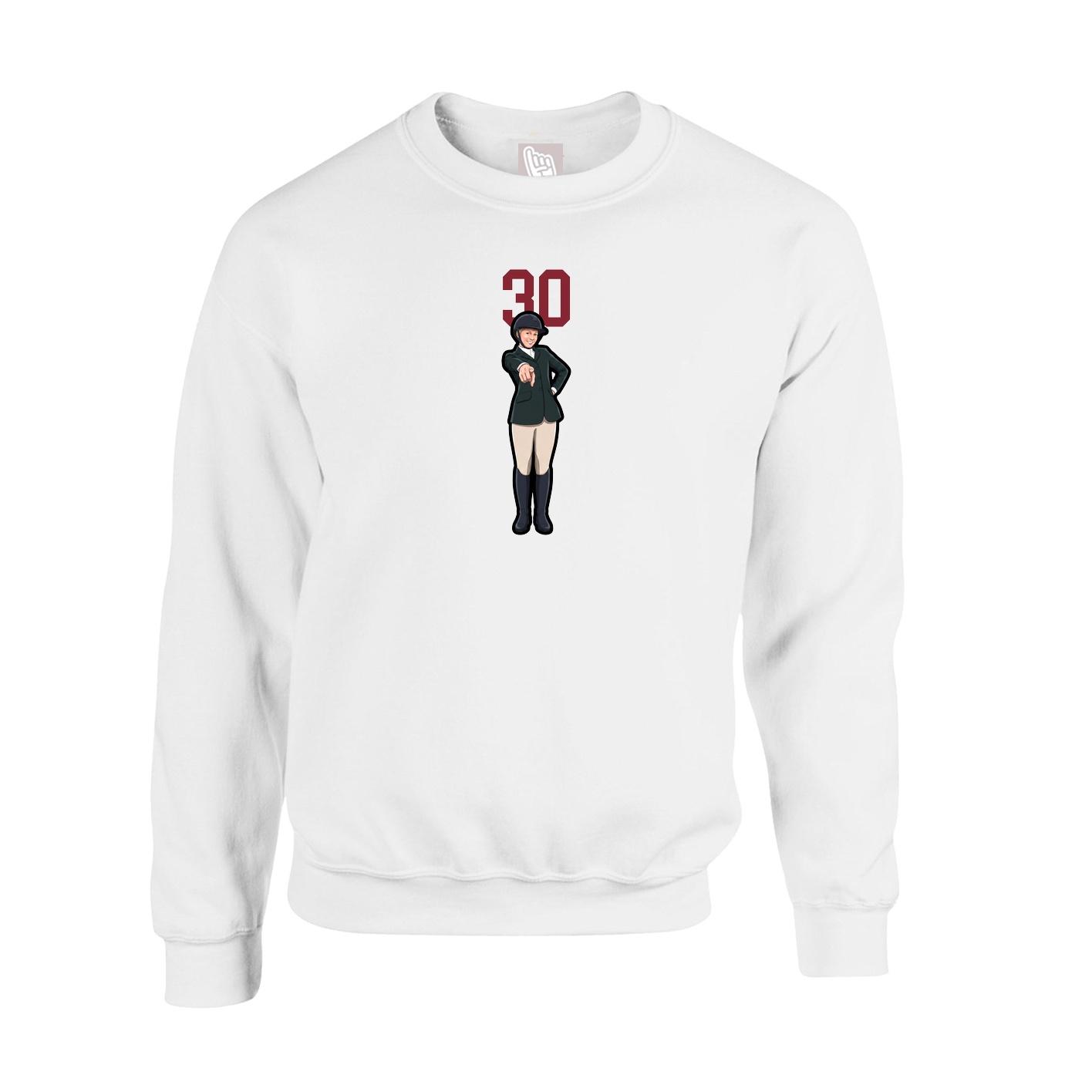 Fleece Crew — Number Top in White