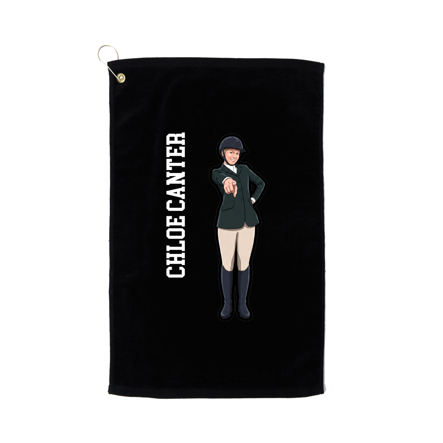 Golf Towel — Name Vertical in Black