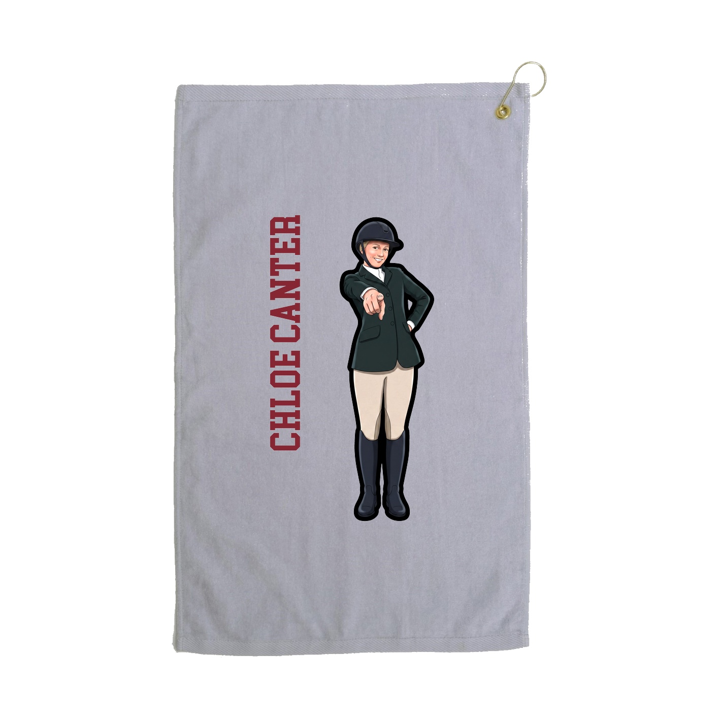 Golf Towel — Name Vertical in Grey