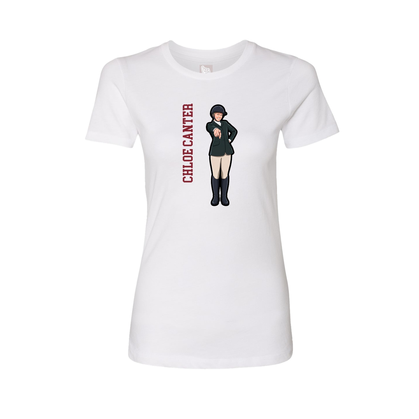 Fitted Women's Tee — Name Vertical in White