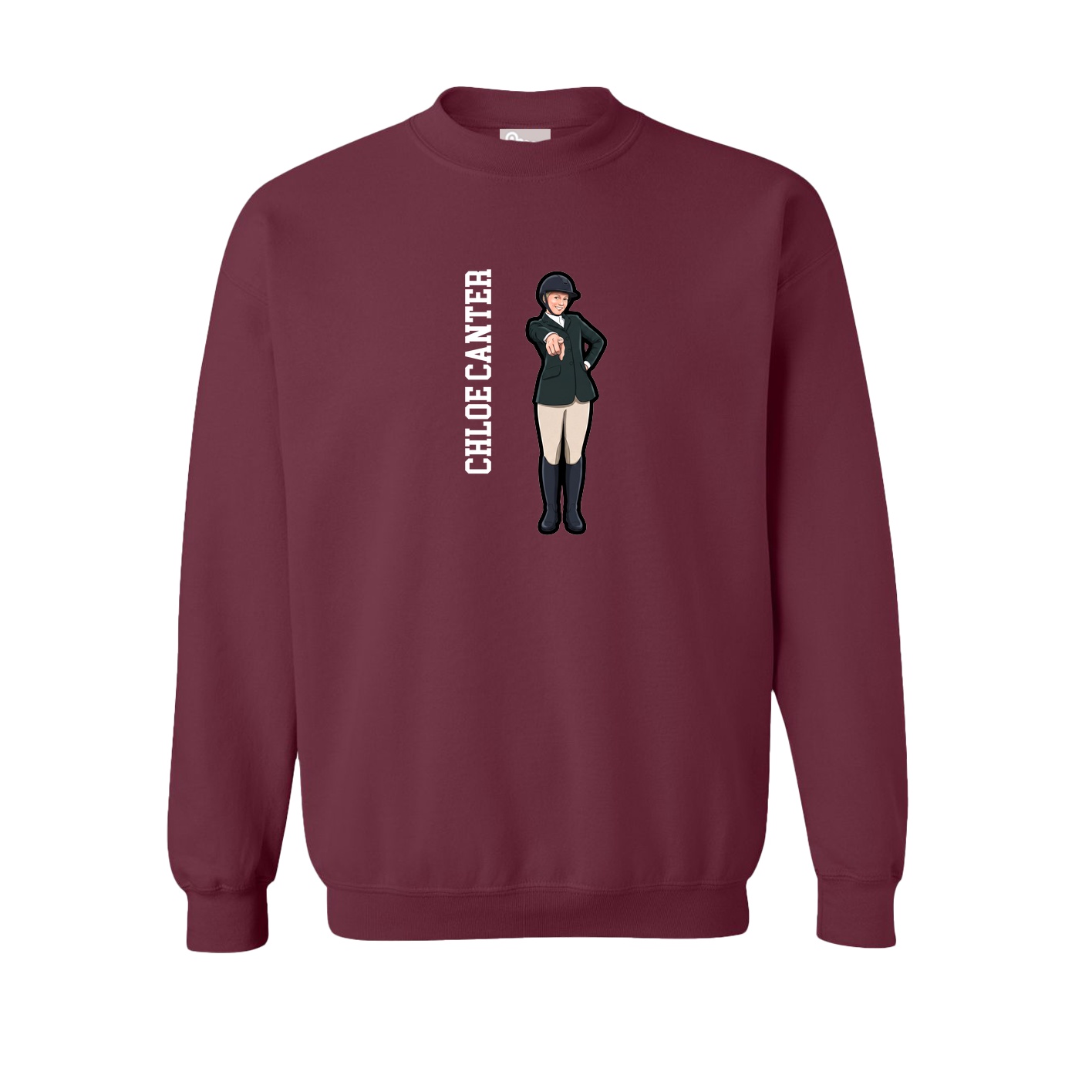 Fleece Crew — Name Vertical in Maroon