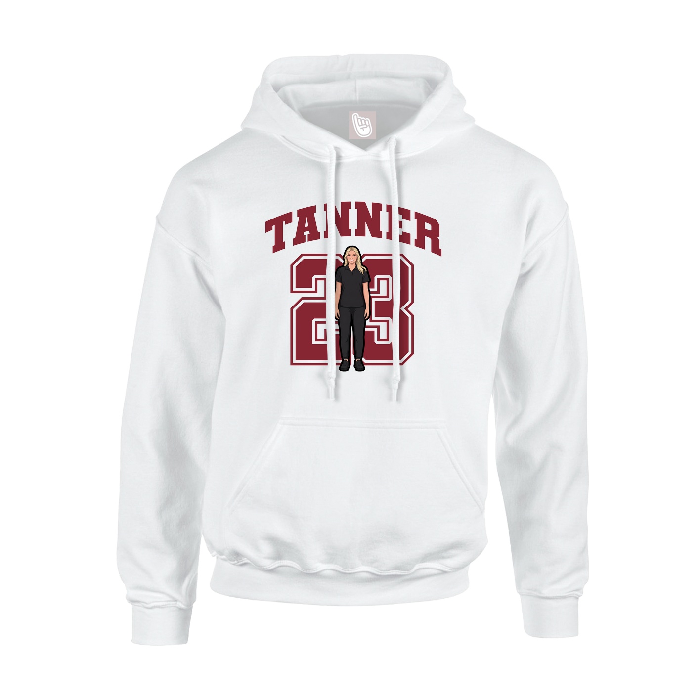 Youth Hoodie — Number in White