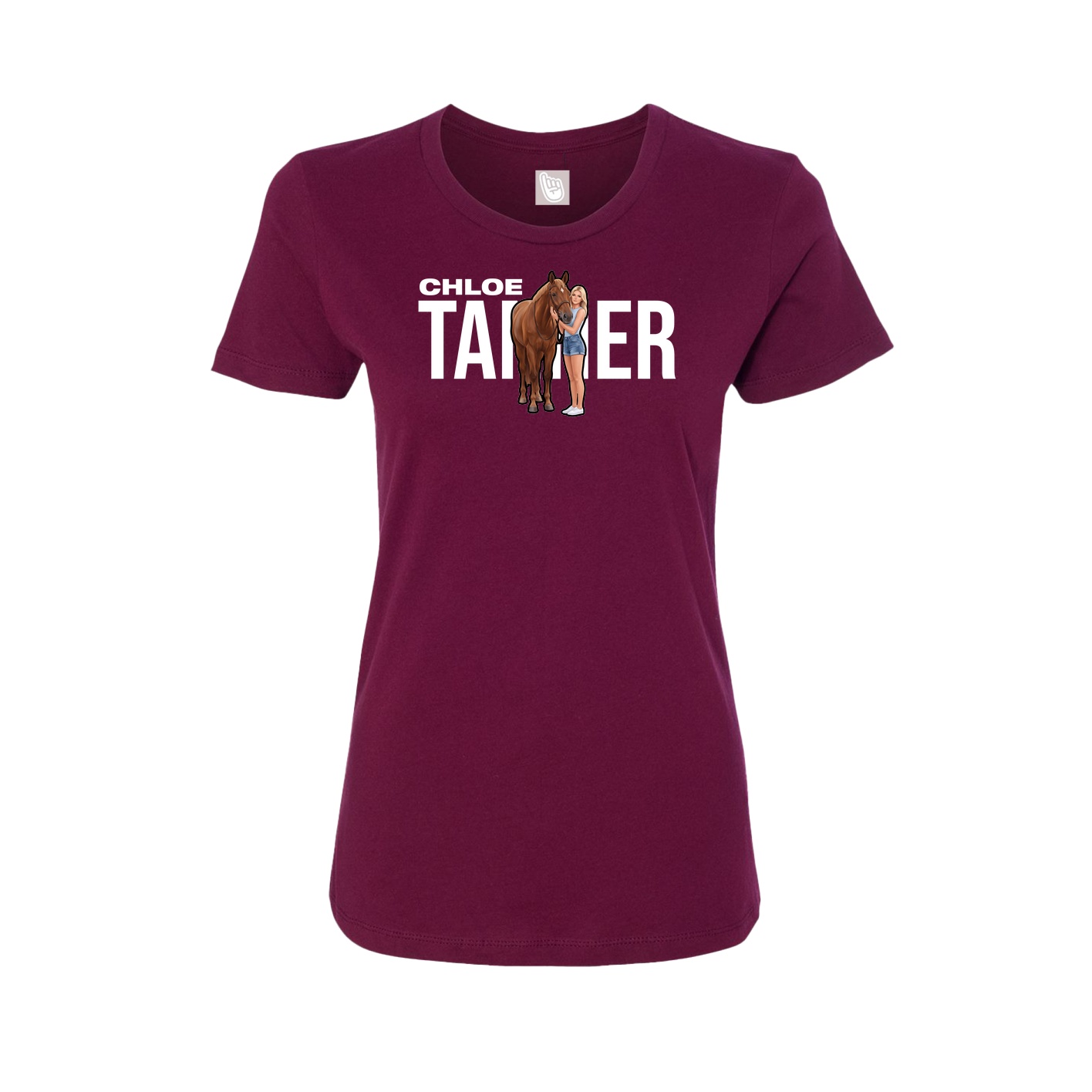 Fitted Women's Tee — Player Name in Maroon