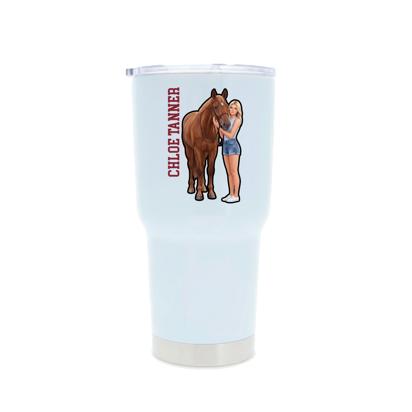 30oz Stainless Steel Tumbler — Name Vertical in White