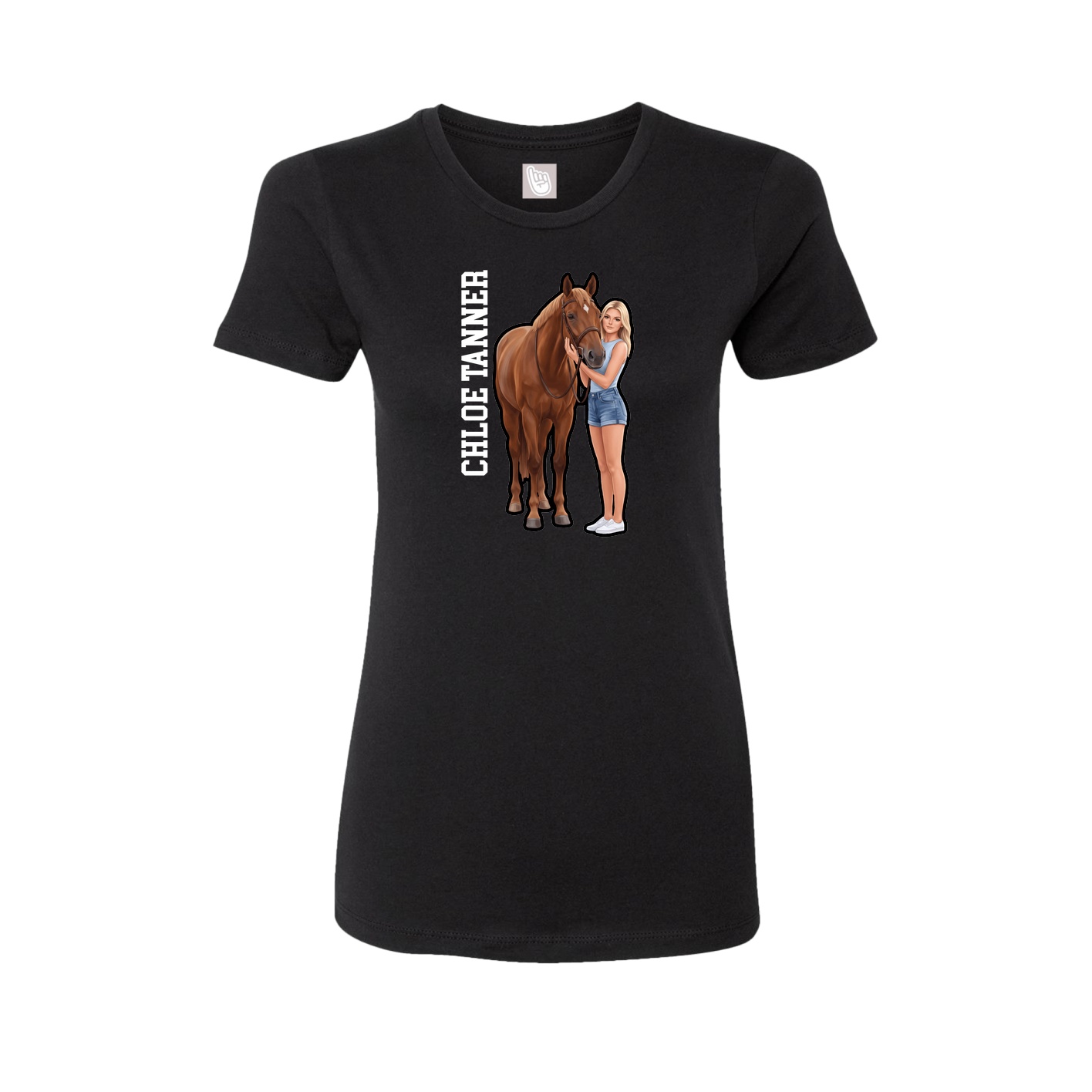 Fitted Women's Tee — Name Vertical in Black