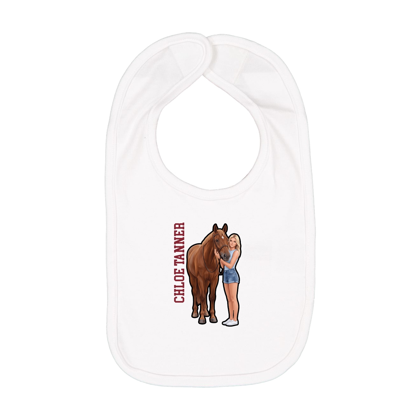 Infant Bib — Name Vertical in White