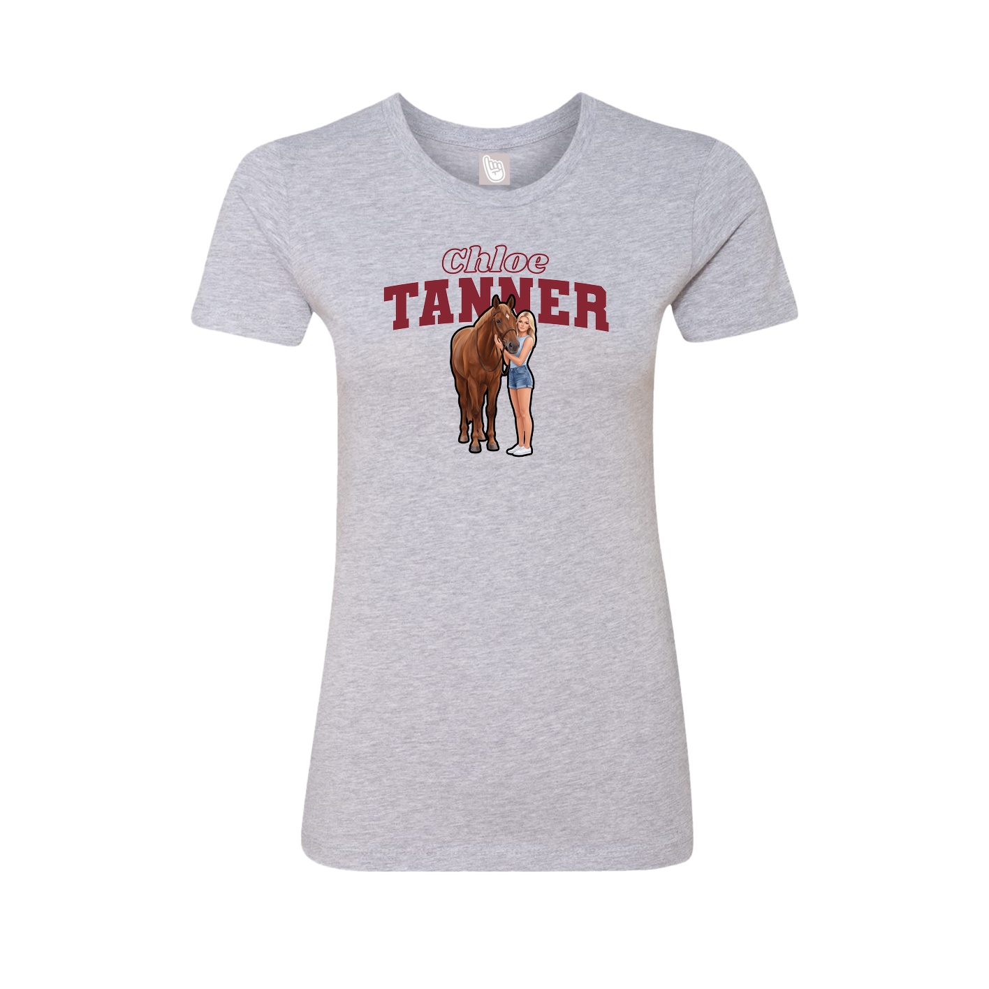 Fitted Women's Tee — Name Arch in Grey