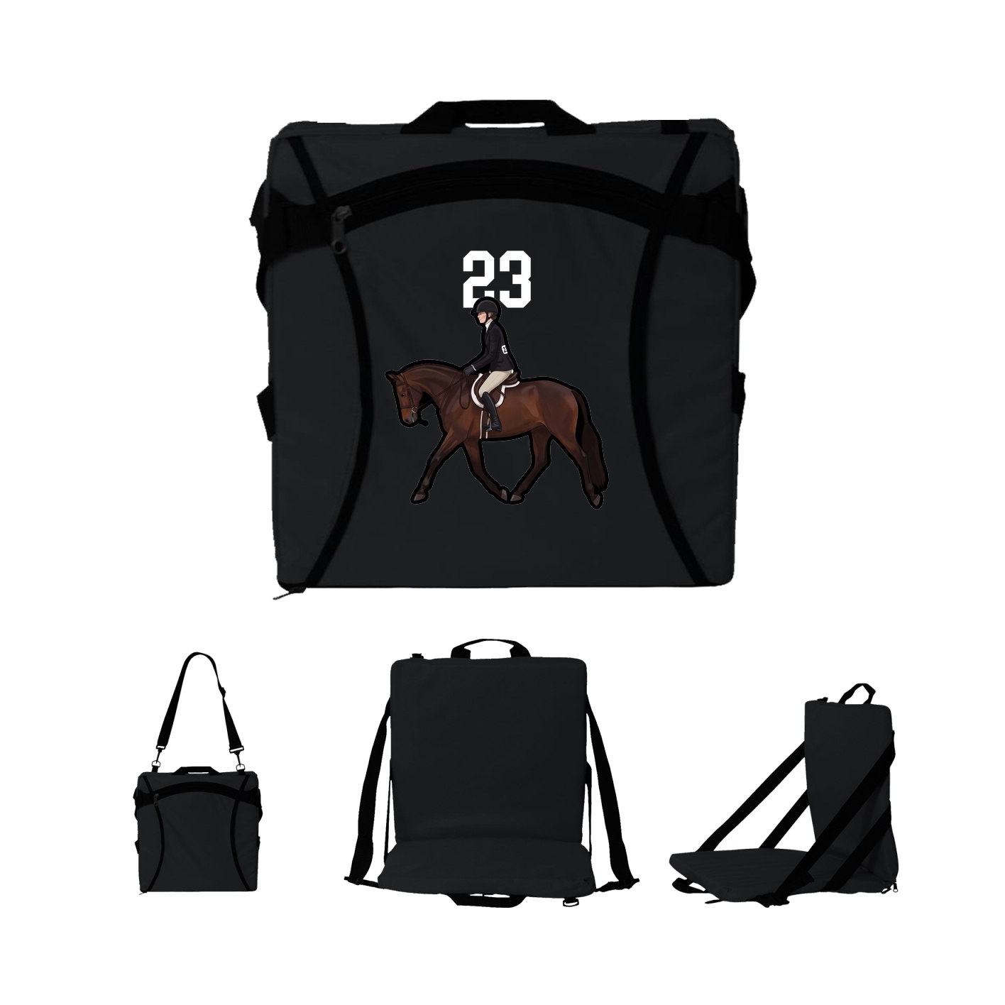 Folding Stadium Seat — Number Top in Black