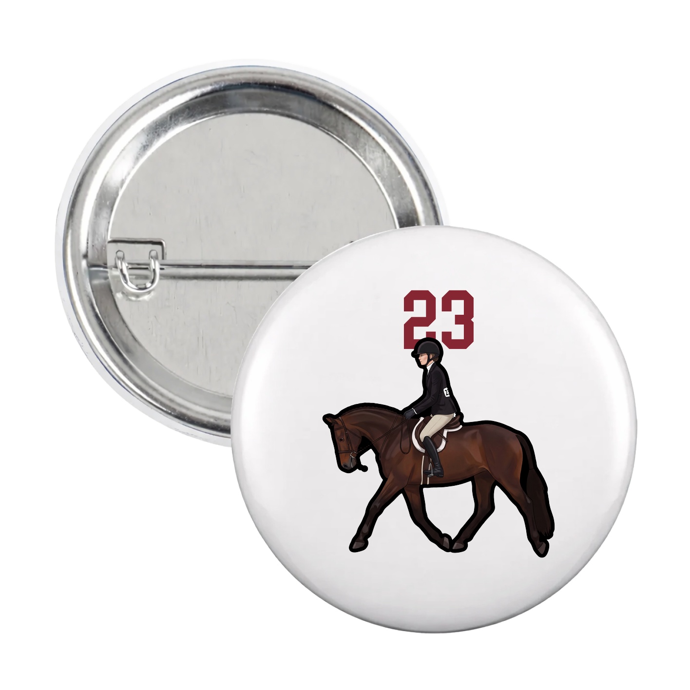 Game Day Button — Number Top in White