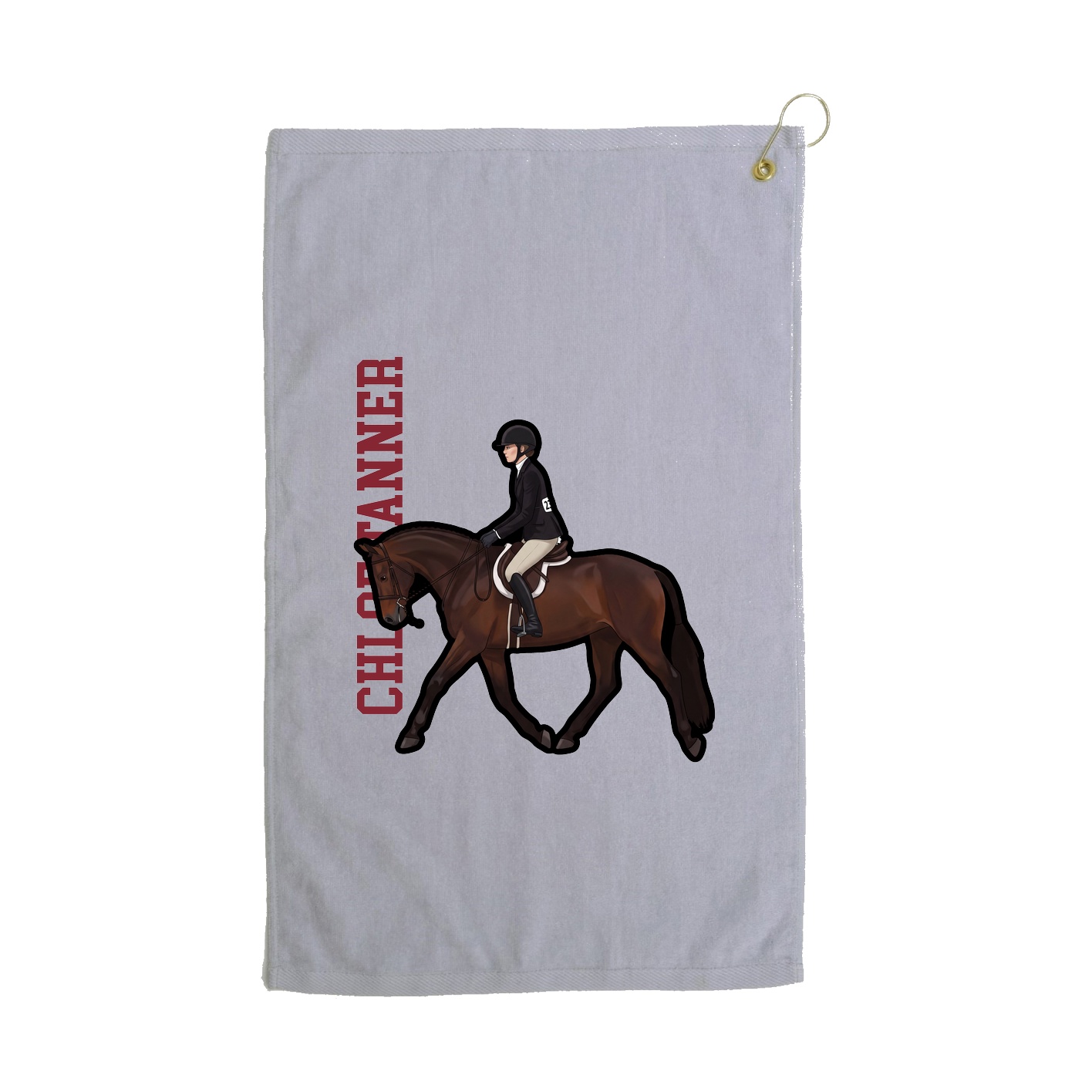 Golf Towel — Name Vertical in Grey