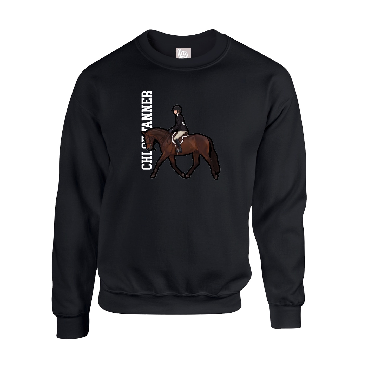 Fleece Crew — Name Vertical in Black