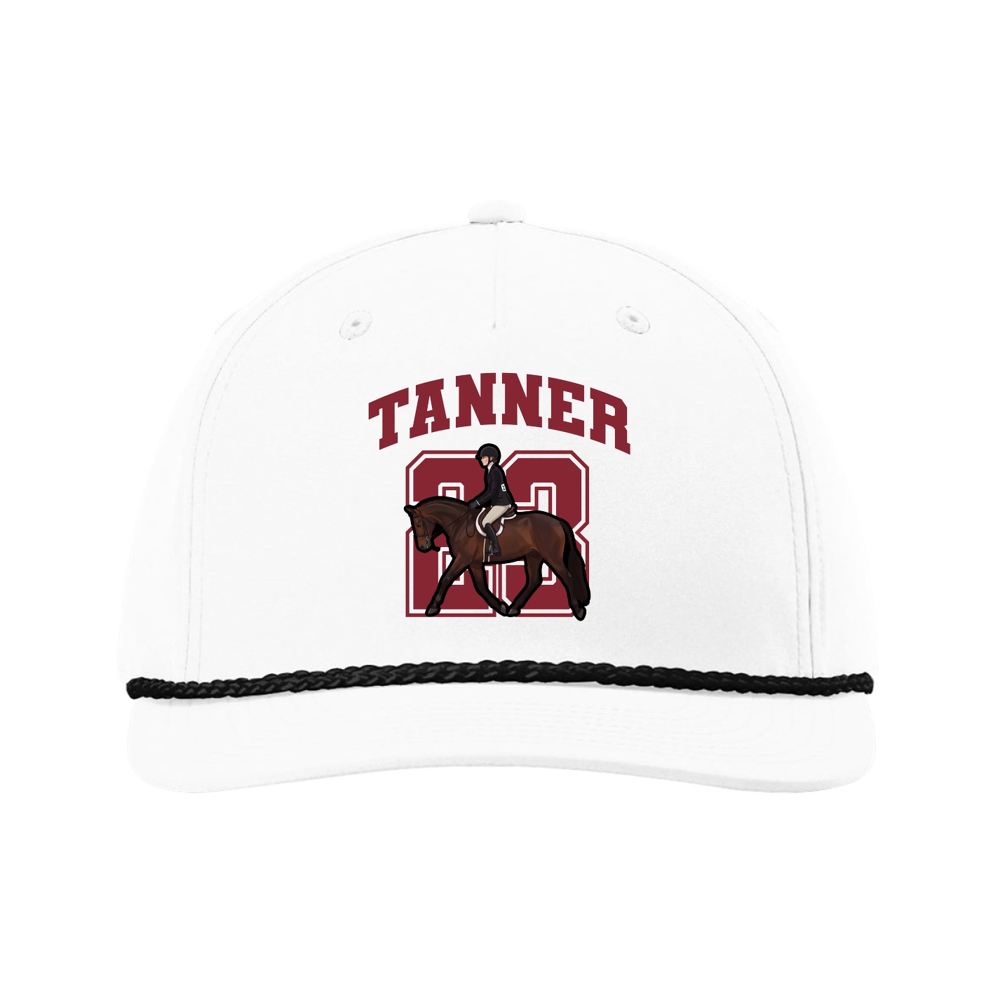 Five-Panel Classic Rope Cap — Number in White