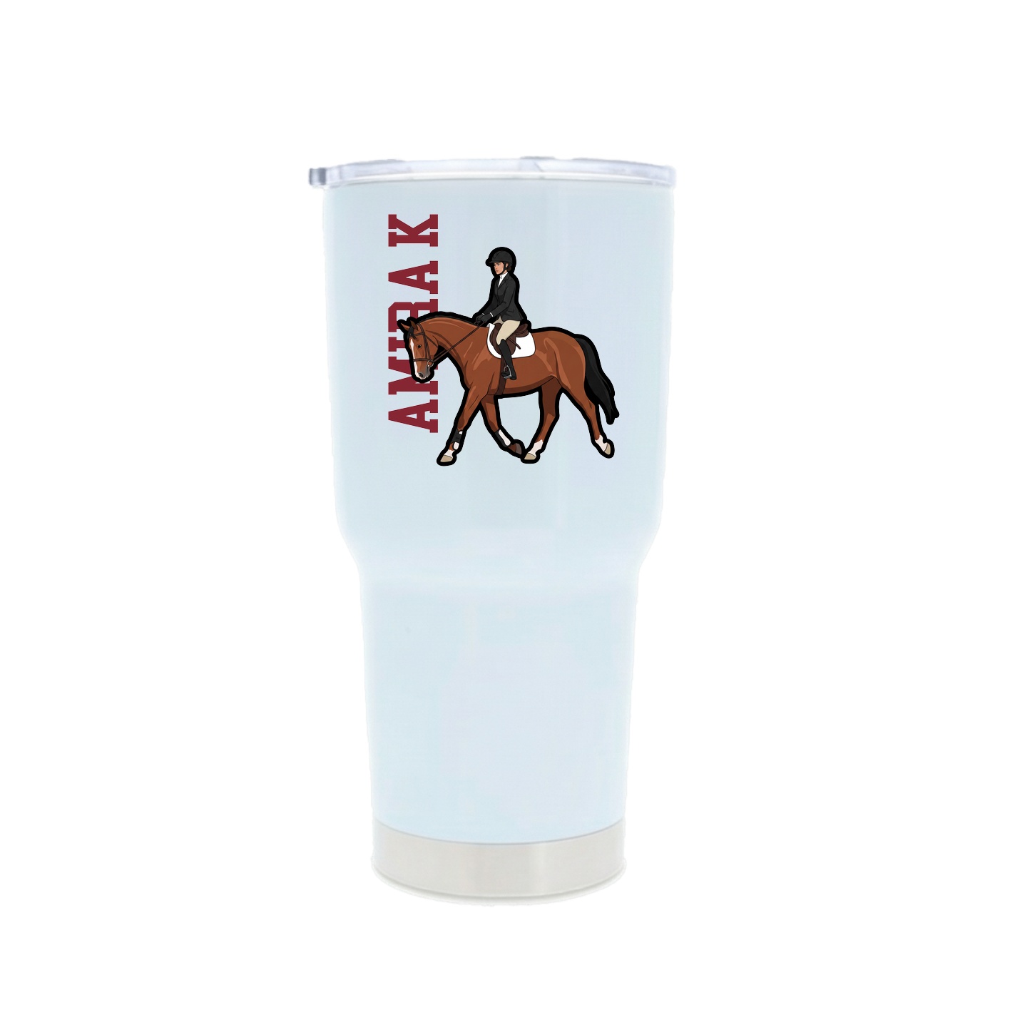 30oz Stainless Steel Tumbler — Name Vertical in White