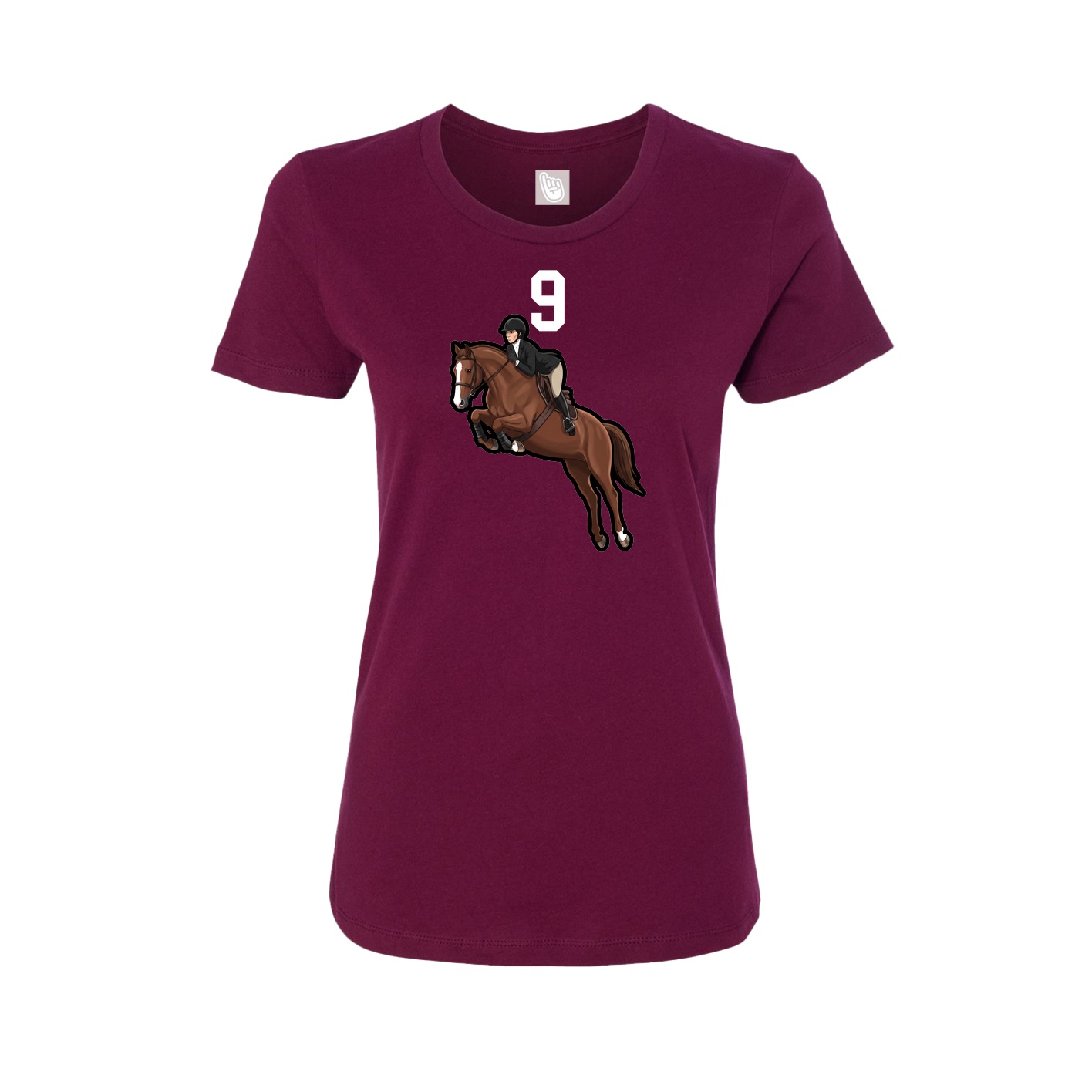 Fitted Women's Tee — Number Top in Maroon