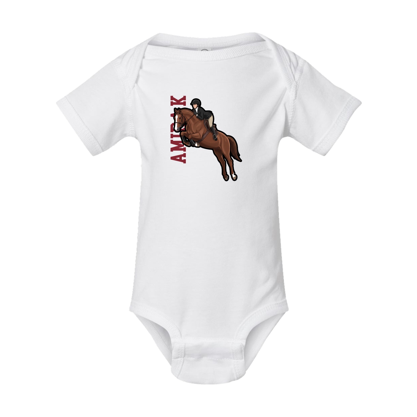 Baby Onesie — Name Vertical in White