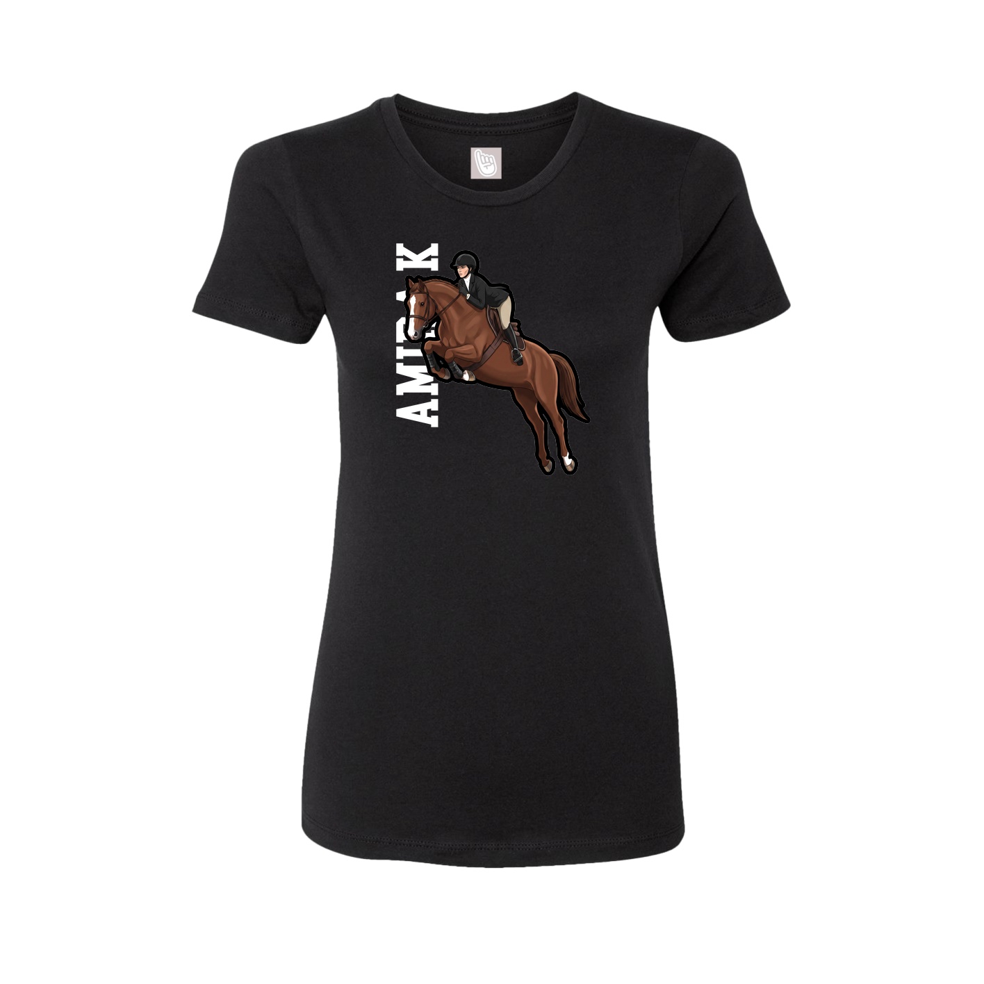 Fitted Women's Tee — Name Vertical in Black
