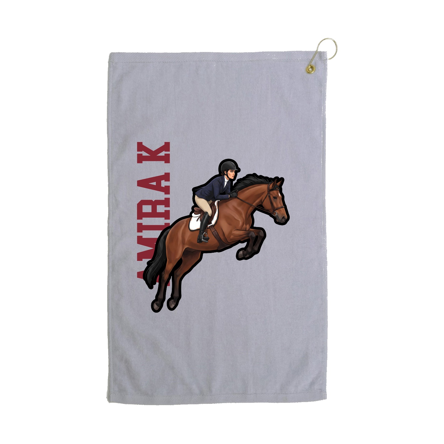 Golf Towel — Name Vertical in Grey