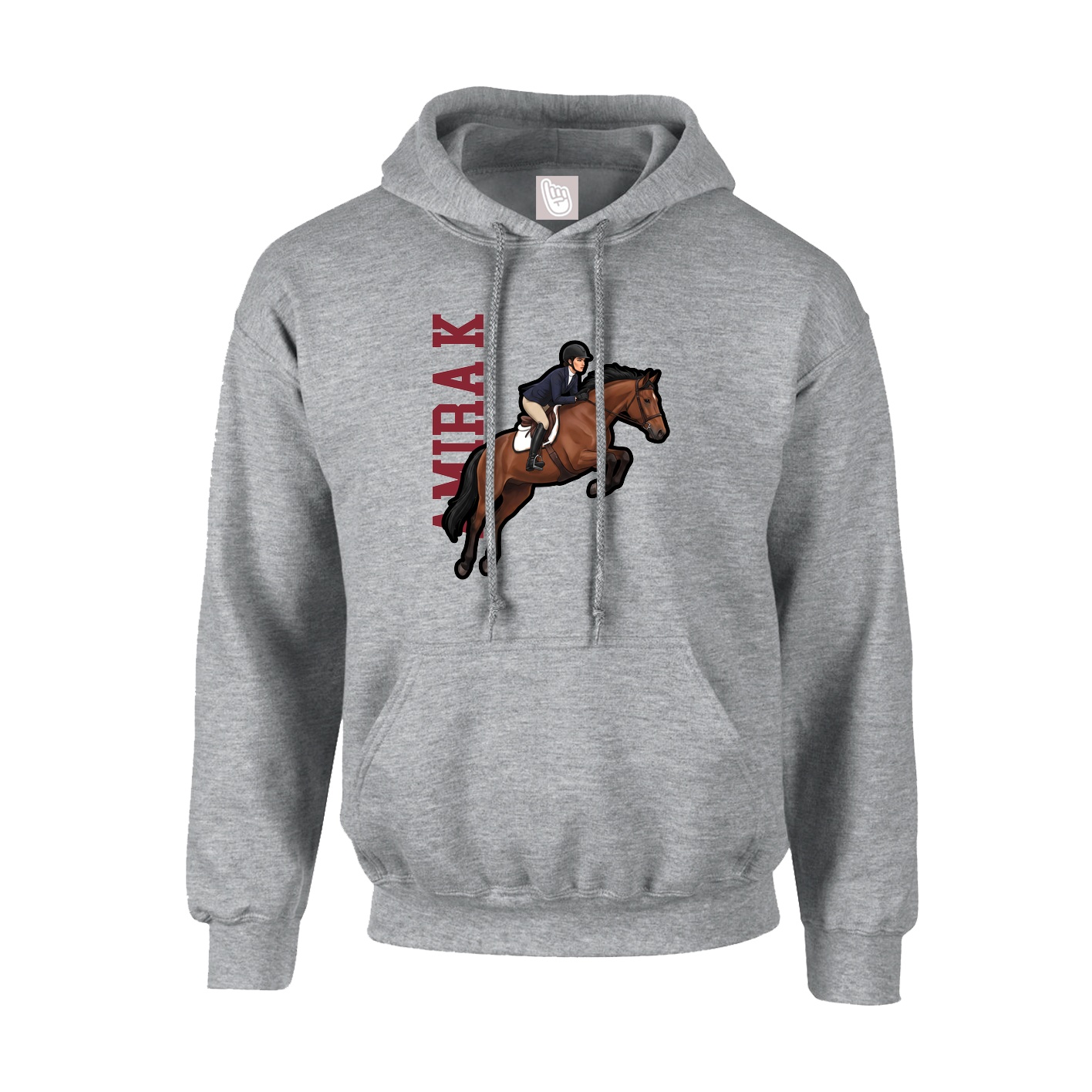Hoodie — Name Vertical in Grey