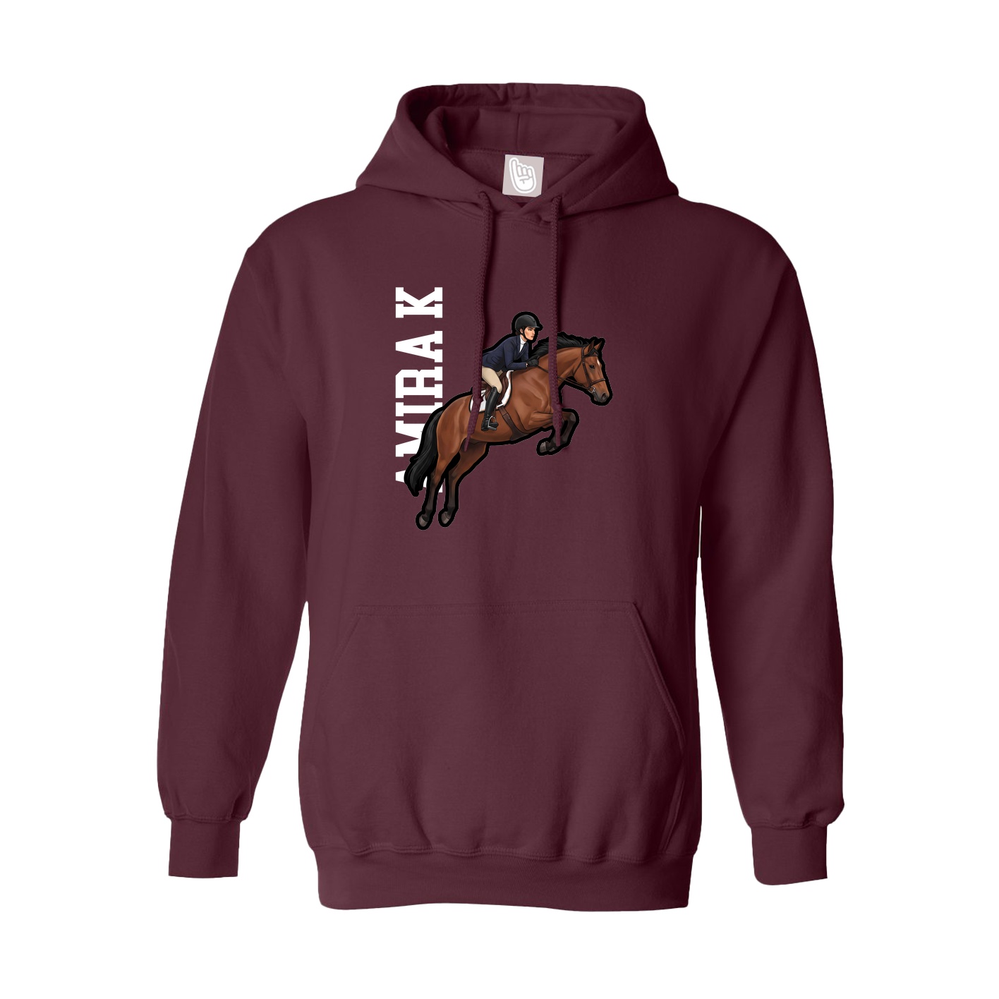 Youth Hoodie — Name Vertical in Maroon