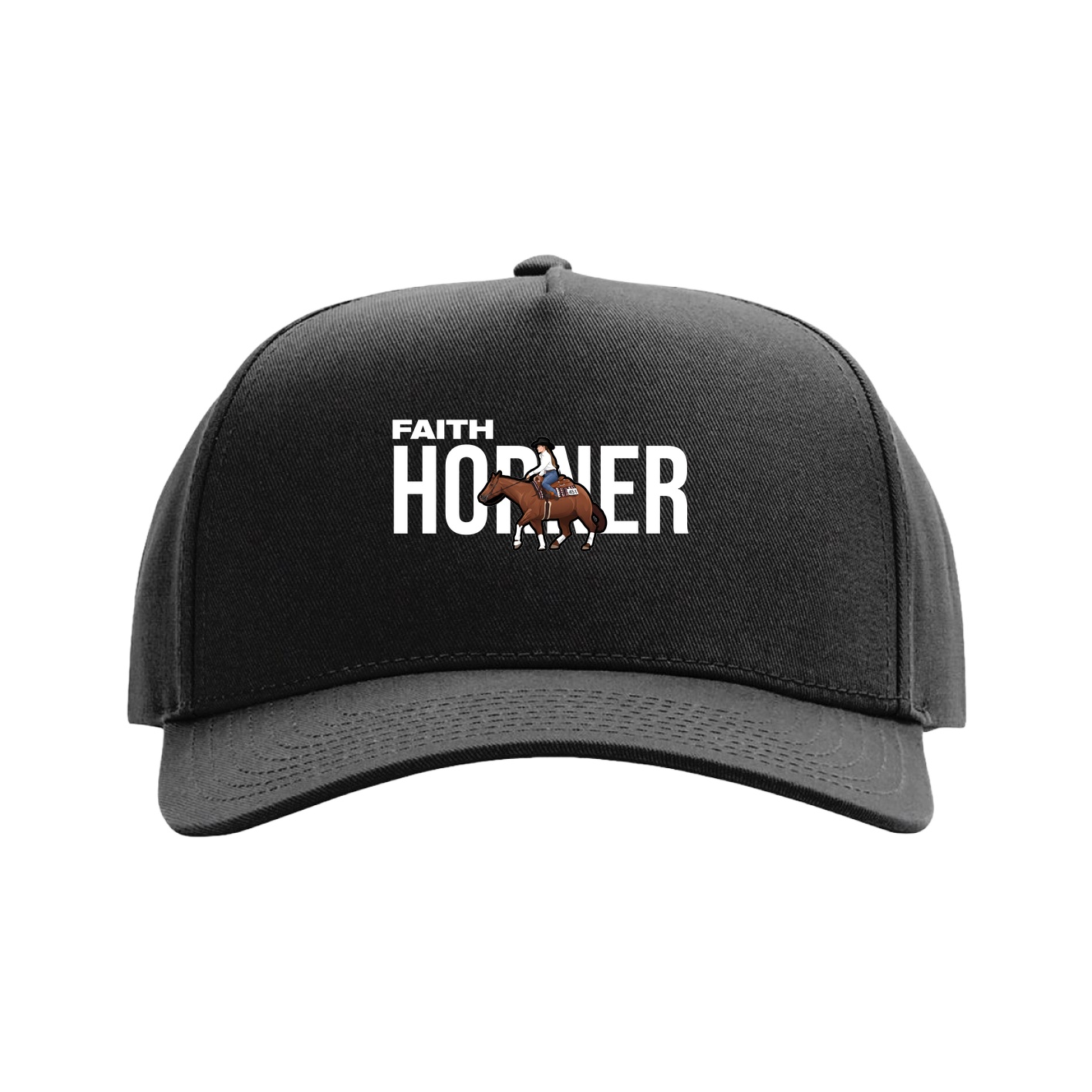 Full Fabric Five-Panel Champ Cap — Player Name in Black