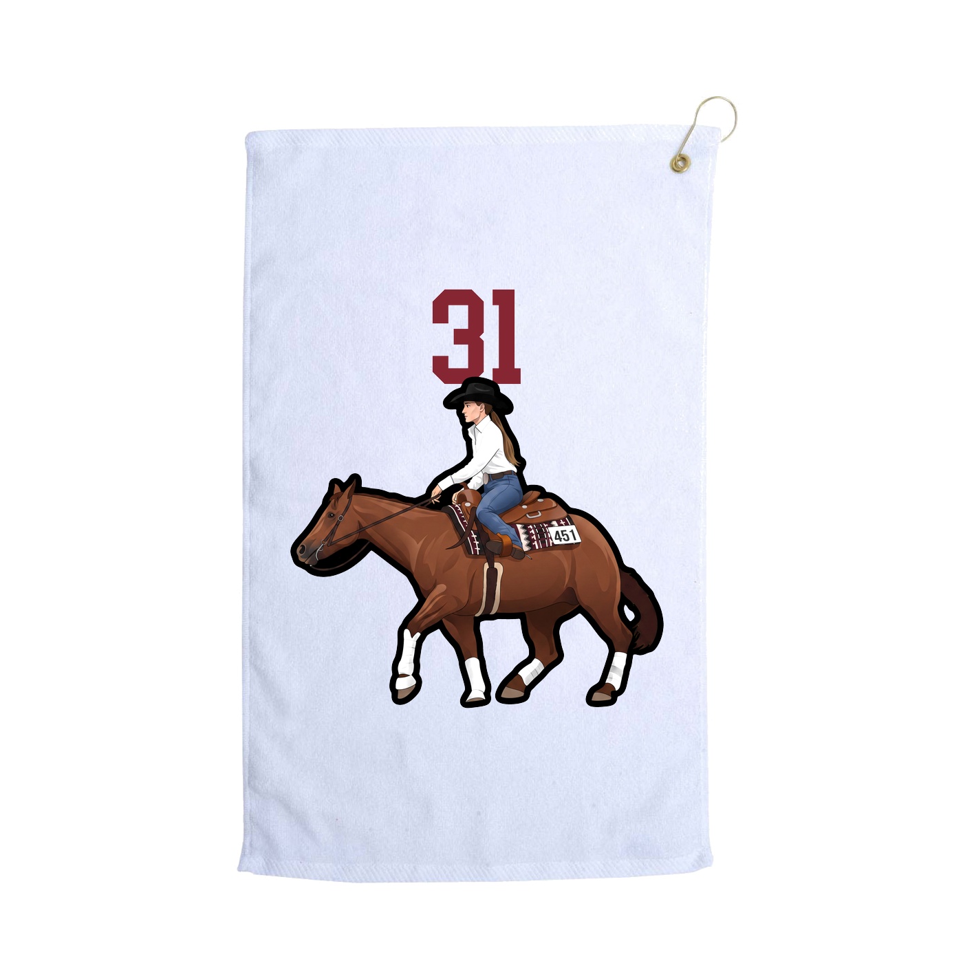 Golf Towel — Number Top in White