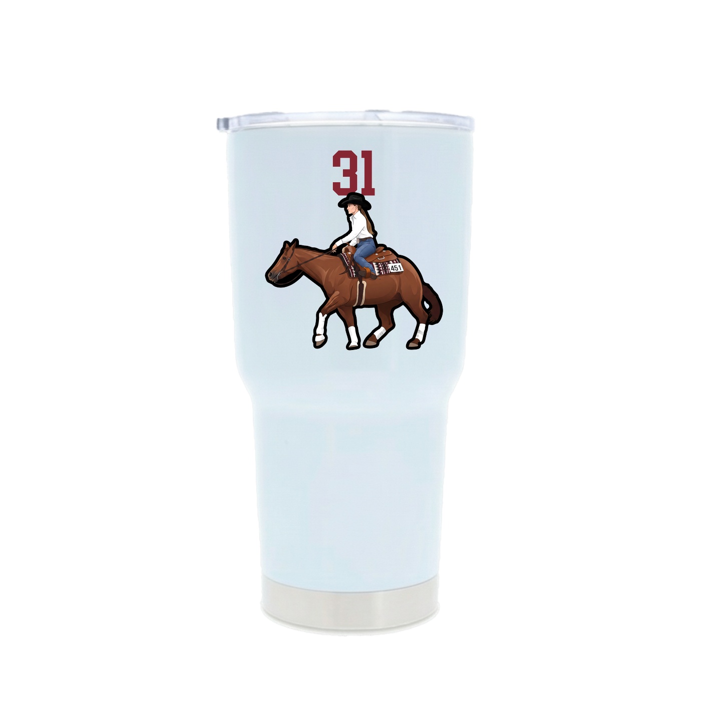 30oz Stainless Steel Tumbler — Number Top in White