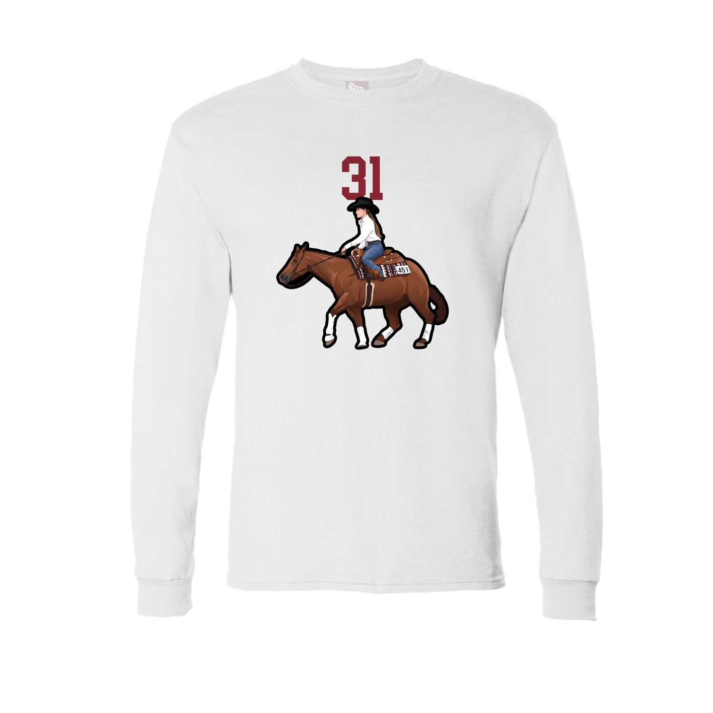 Long Sleeve Tee — Number Top in White