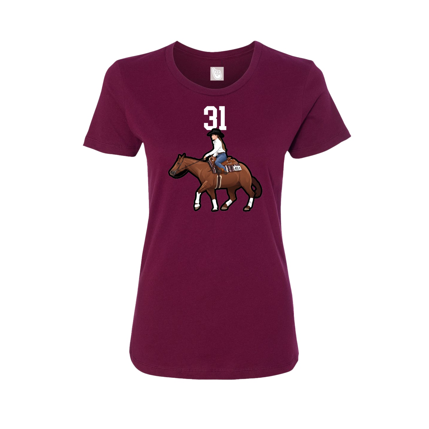 Fitted Women's Tee — Number Top in Maroon