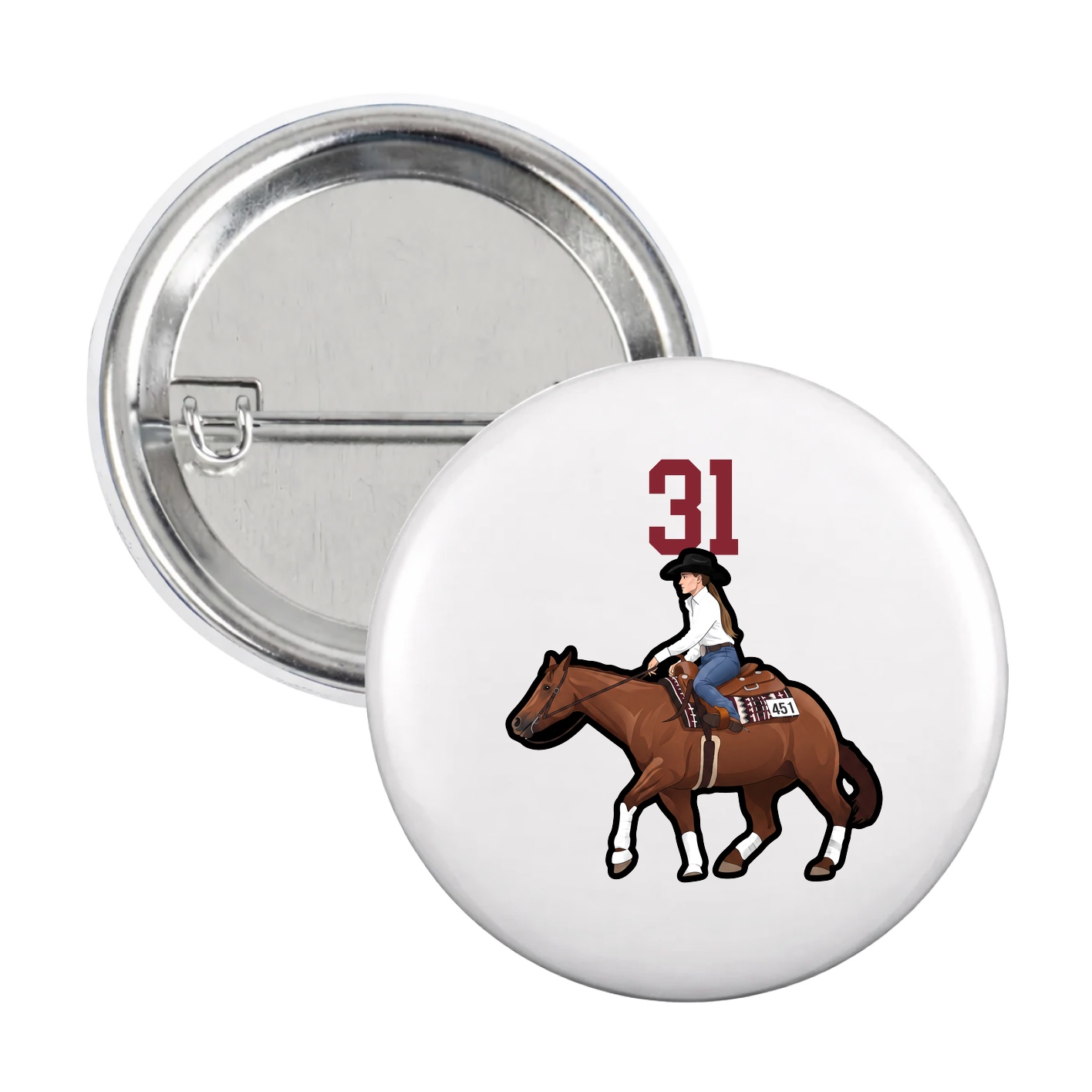 Game Day Button — Number Top in White