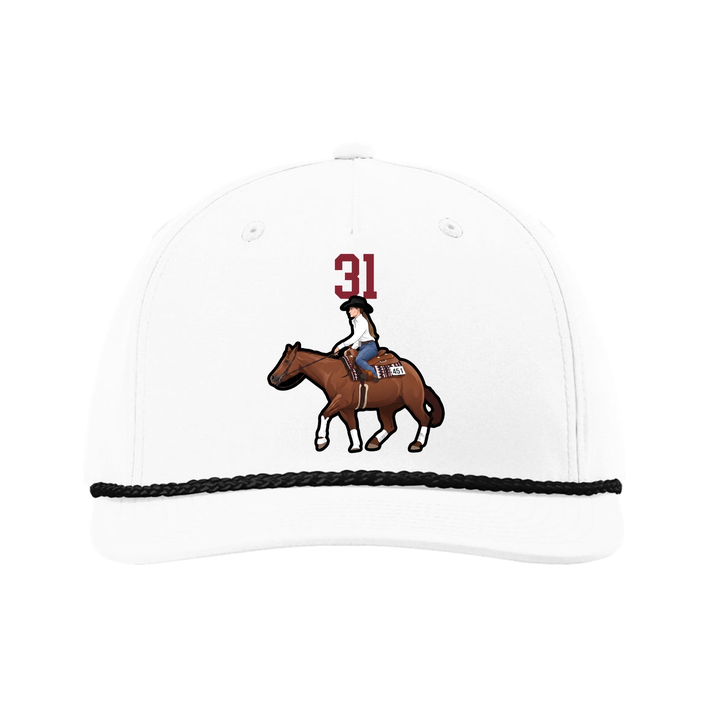 Five-Panel Classic Rope Cap — Number Top in White
