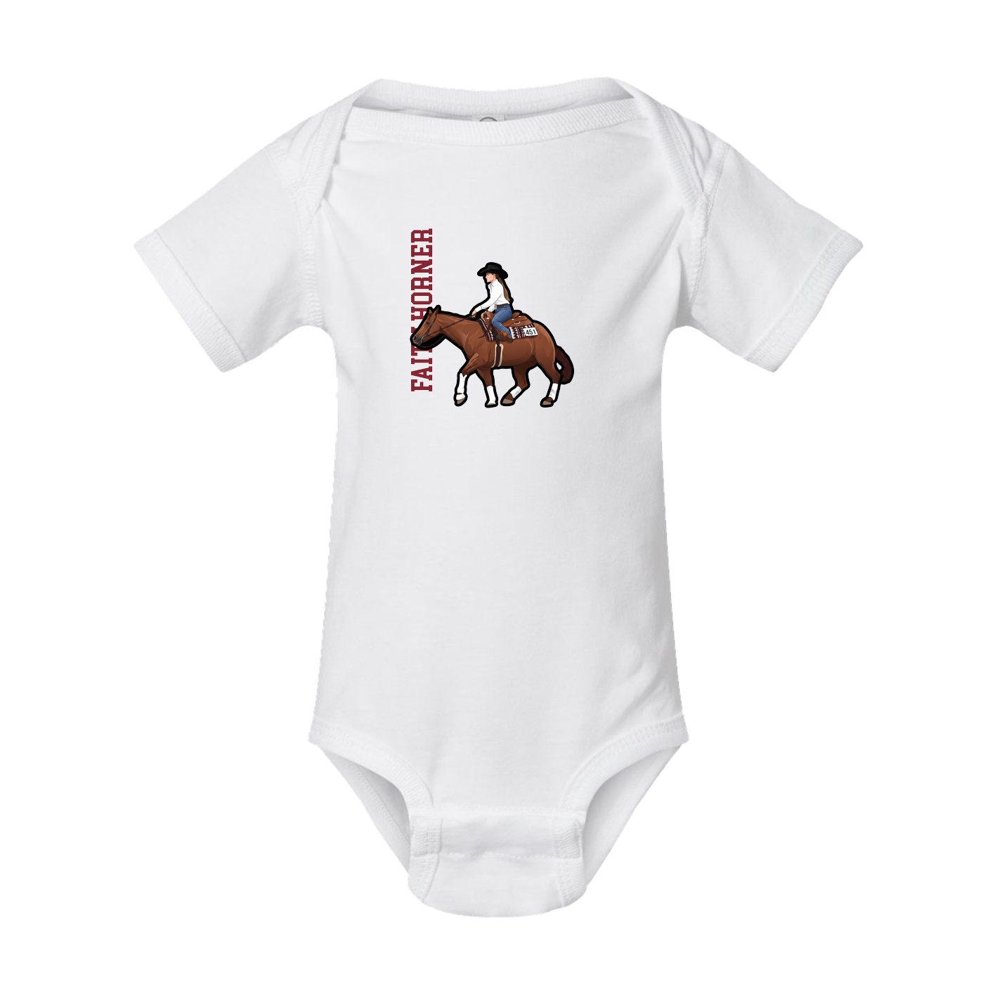 Baby Onesie — Name Vertical in White