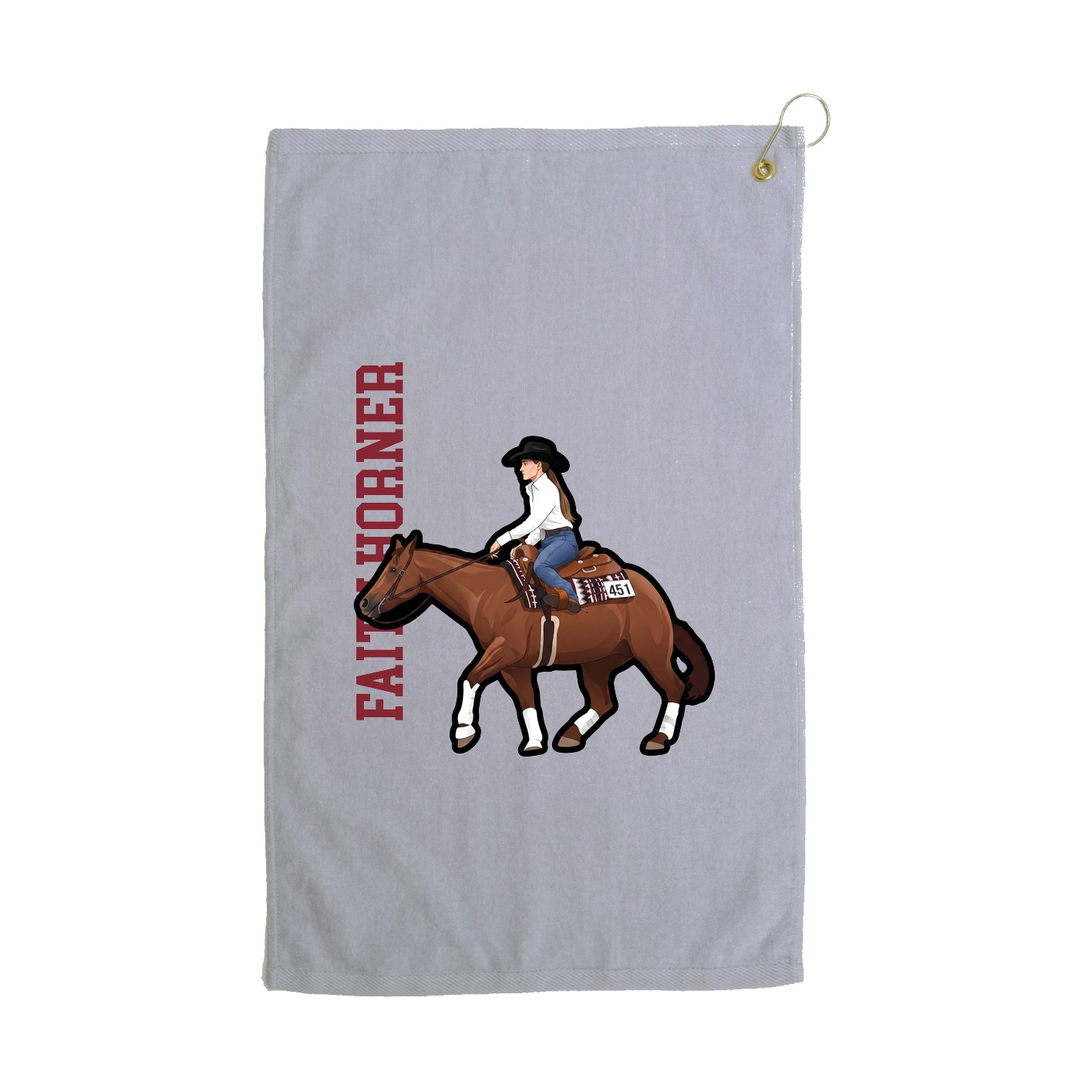 Golf Towel — Name Vertical in Grey